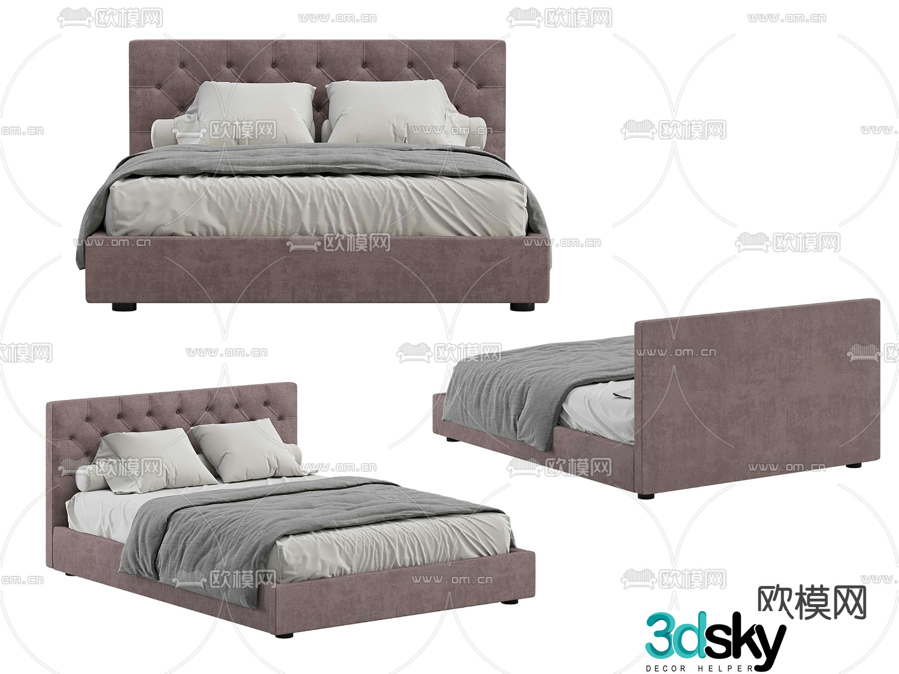 Modern double bed 3d model