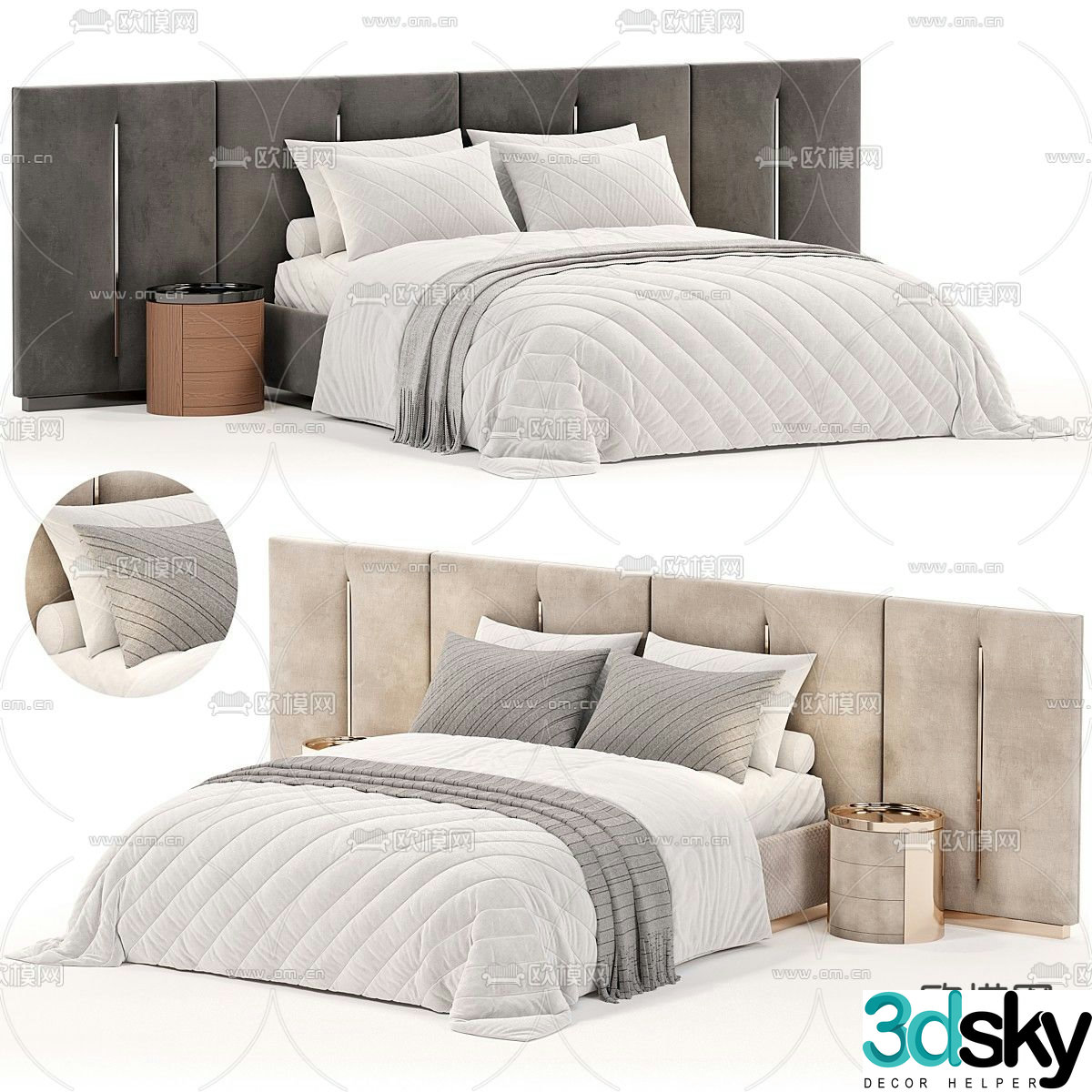 Lux double bed presidential room bed 3d model