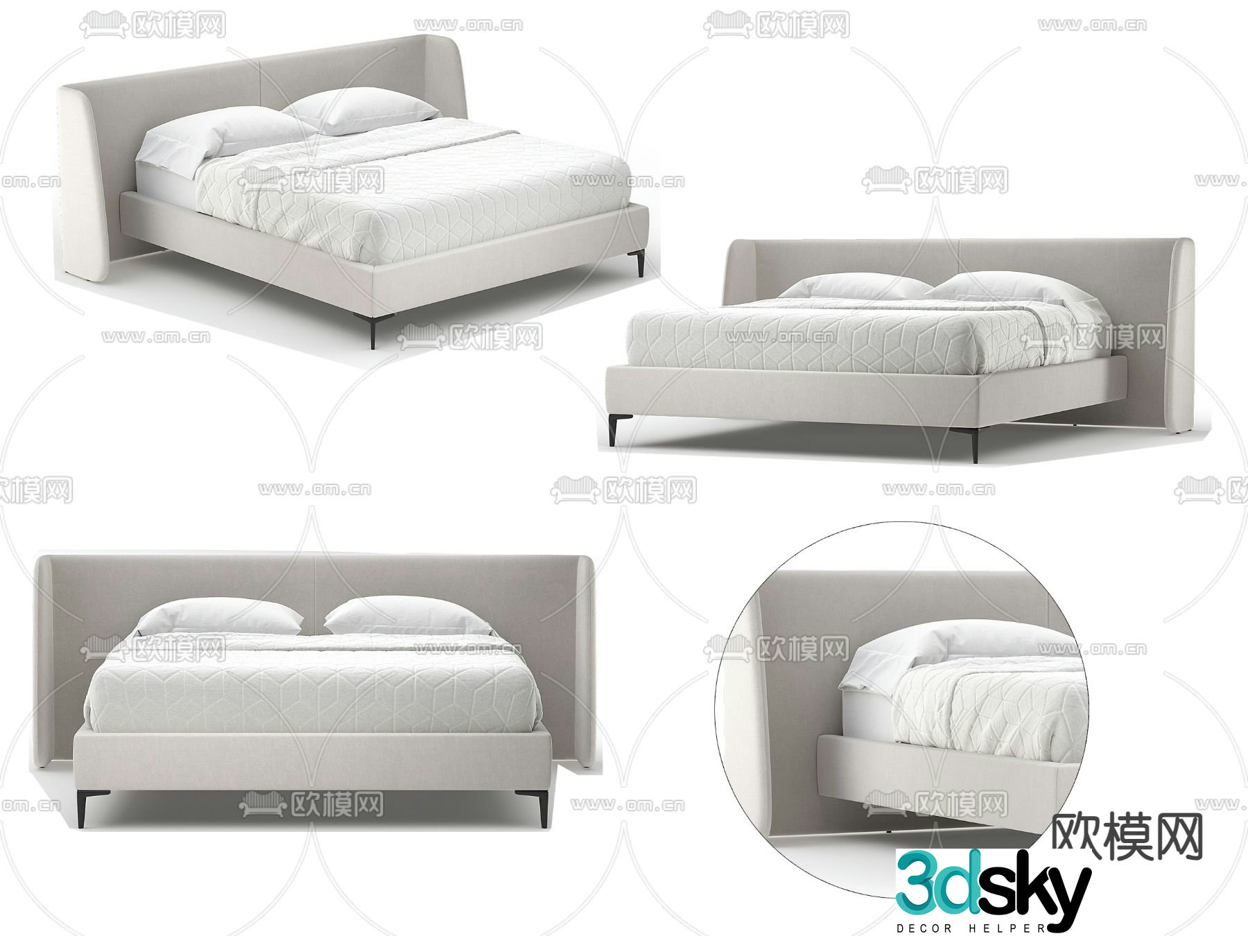 Modern double bed 3d model