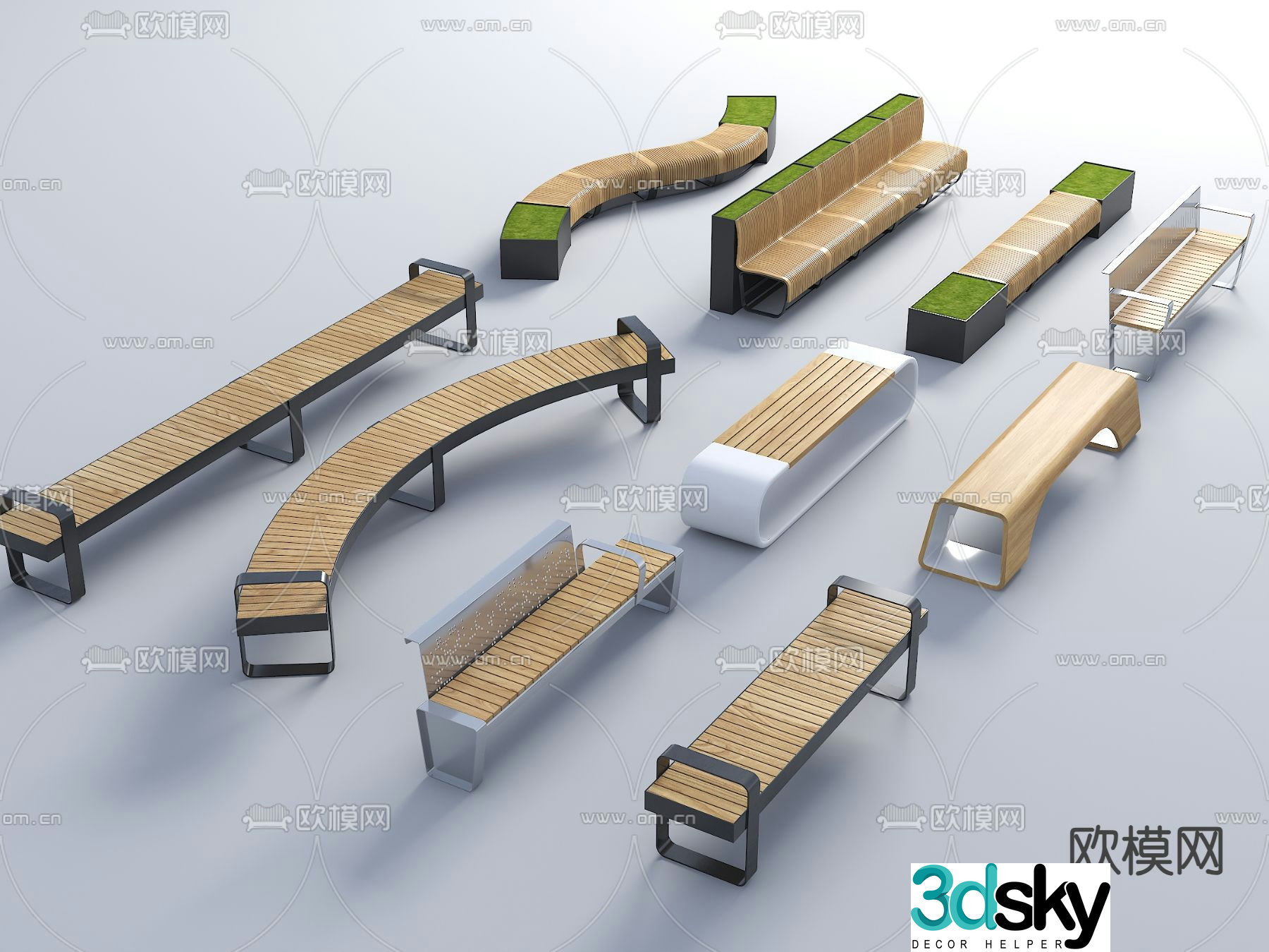 Modern outdoor landscape seating 3d model