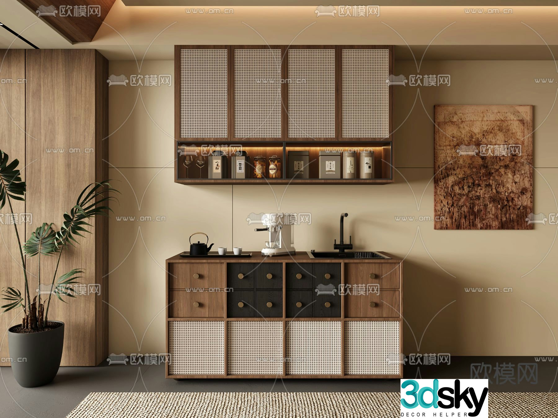 Middle-aged tea cabinet 3D model