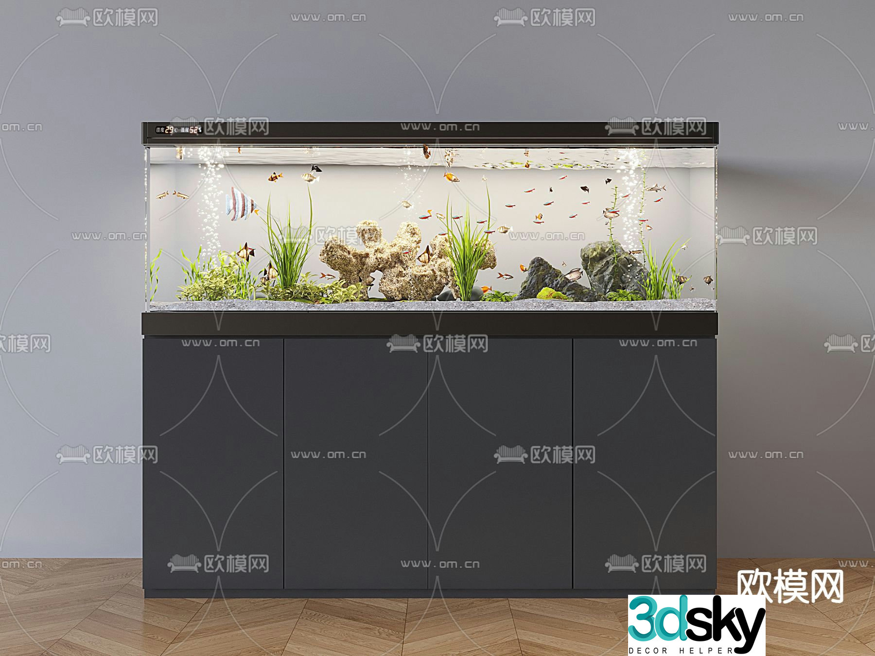 Modern fish tank glass fish tank aquarium 3d model