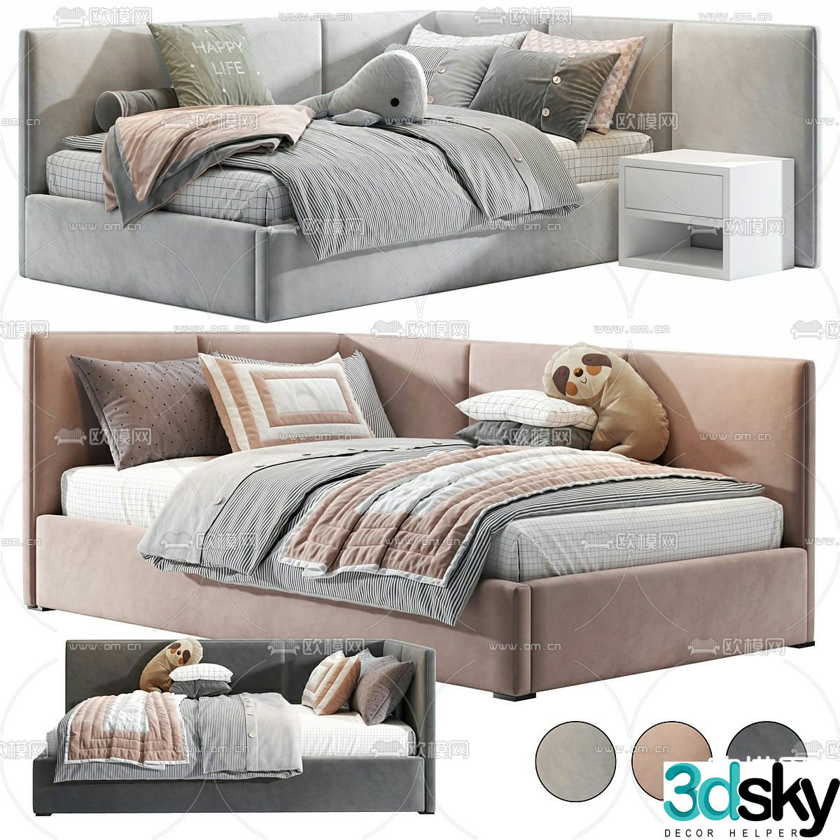 corner bed 3d model