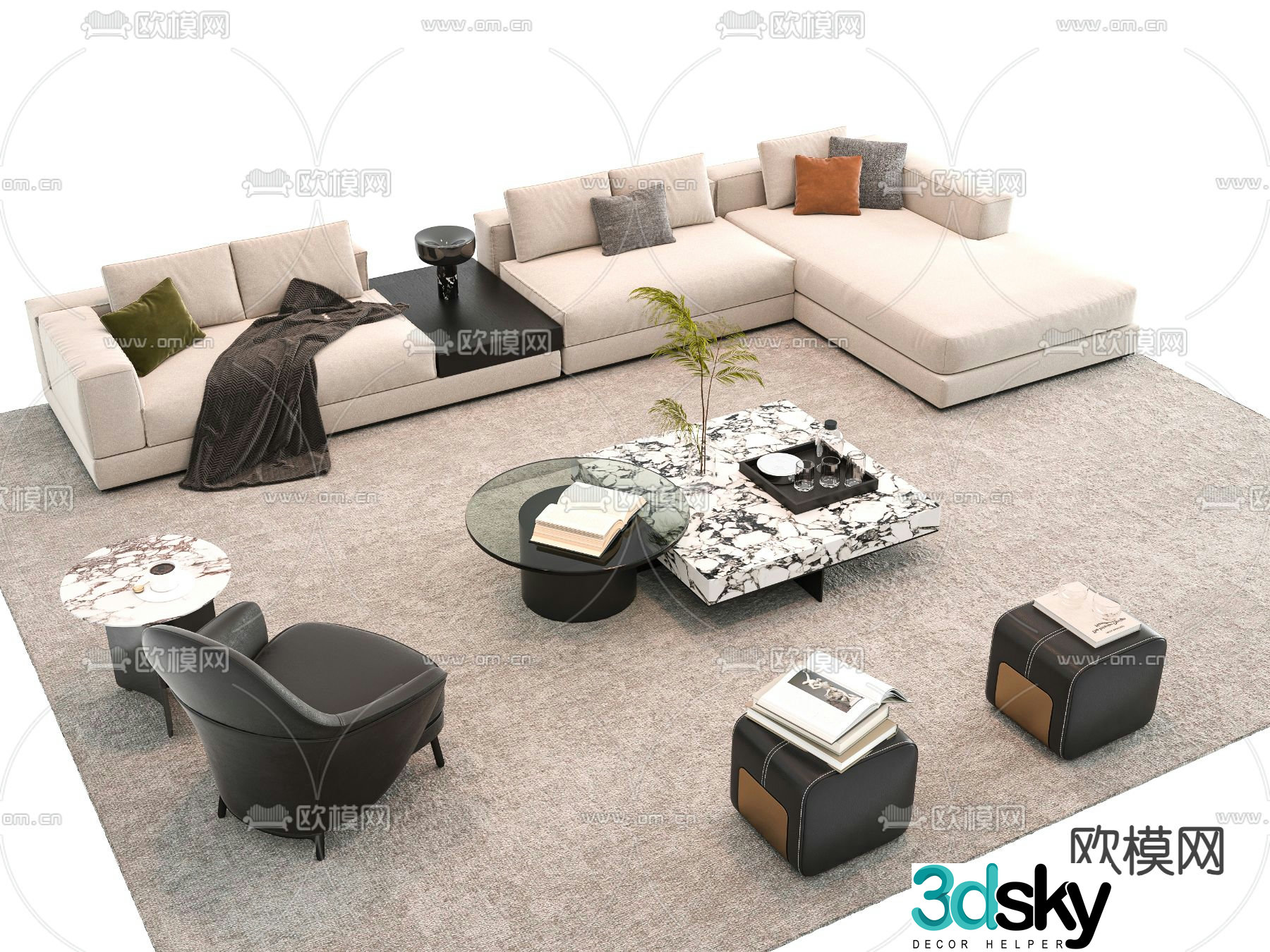 Corner sofa modular sofa 3d model