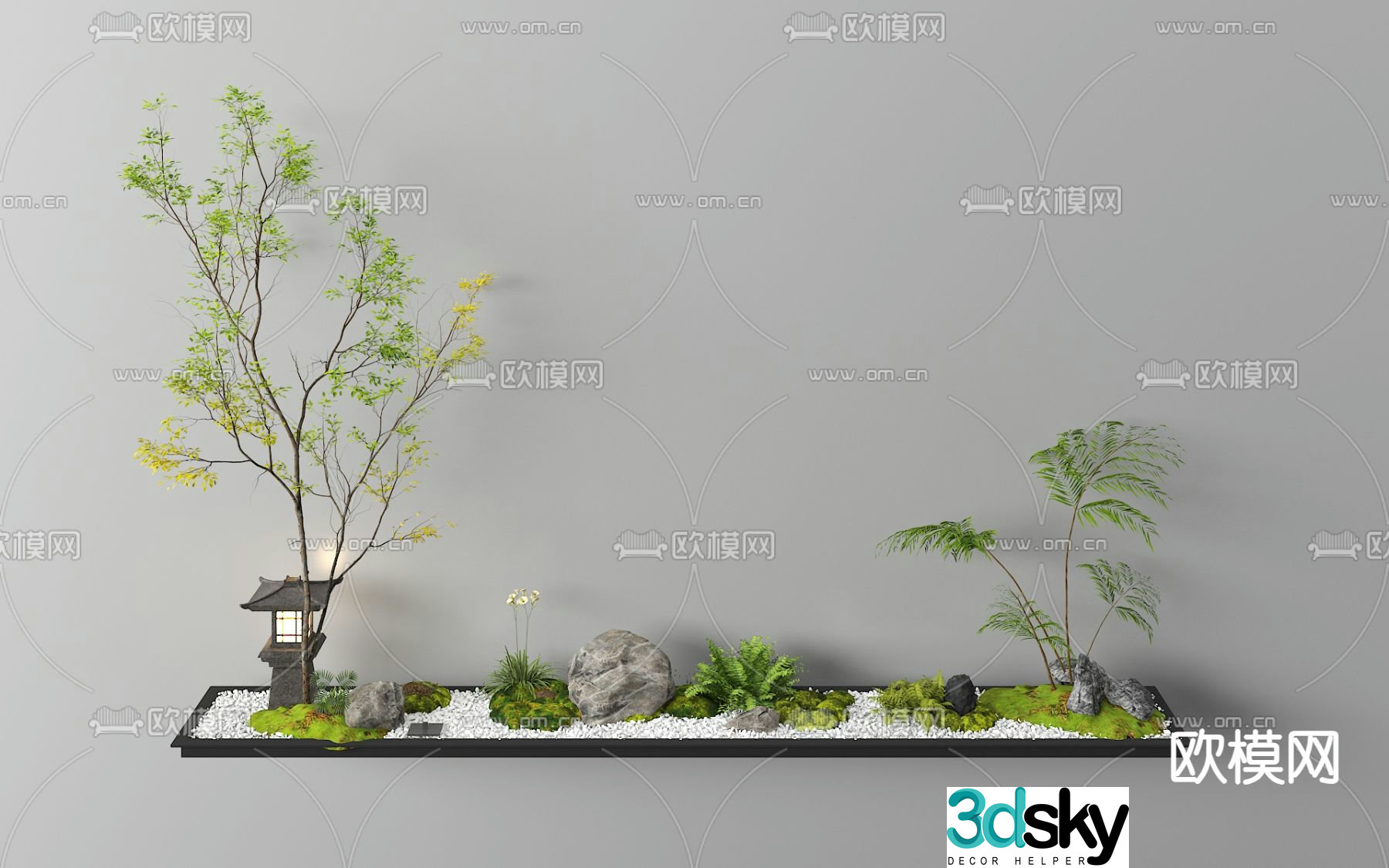 Indoor landscaping plant pile micro terrain 3d model