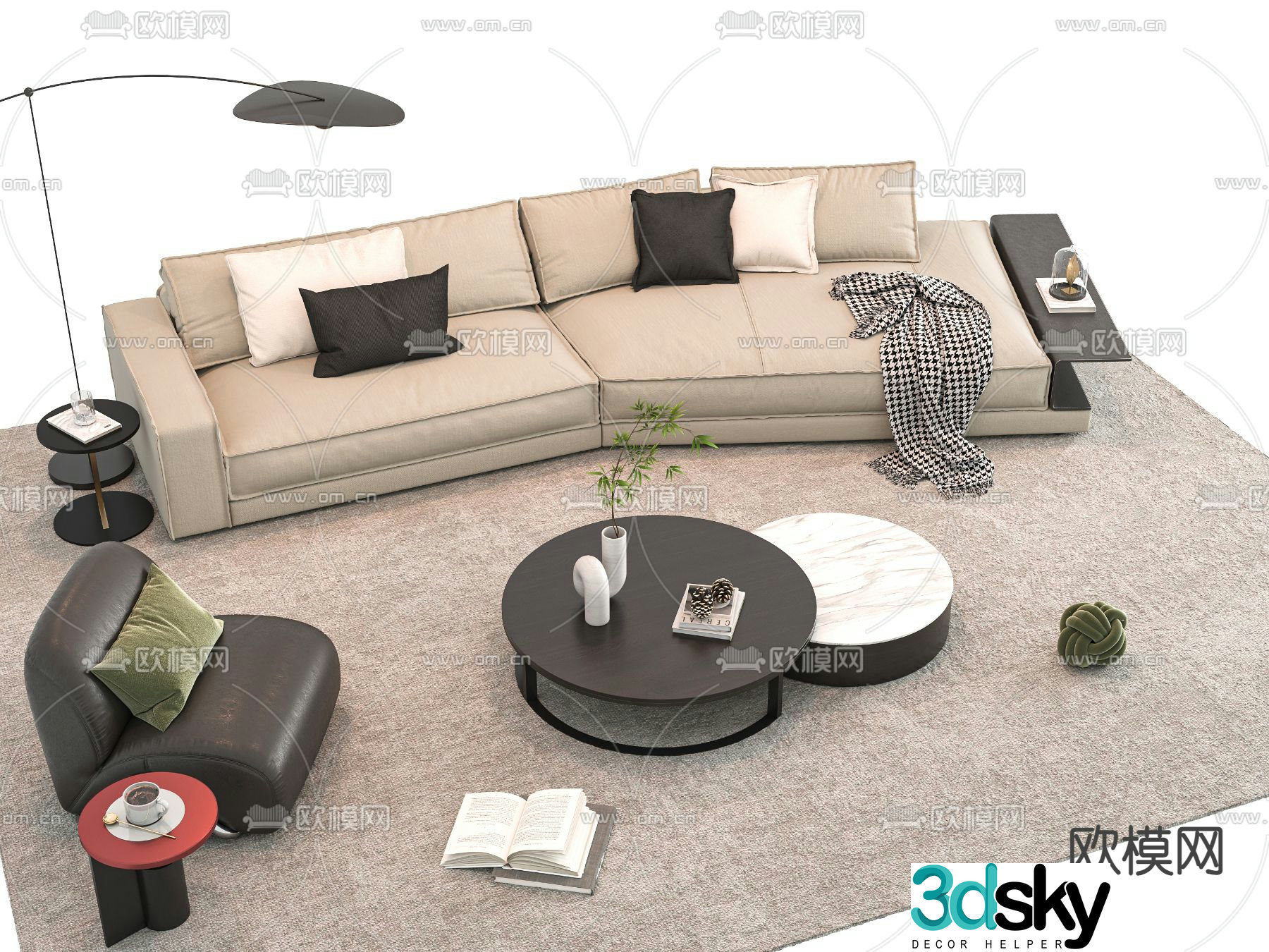 Modular sofa upholstered sofa 3d model