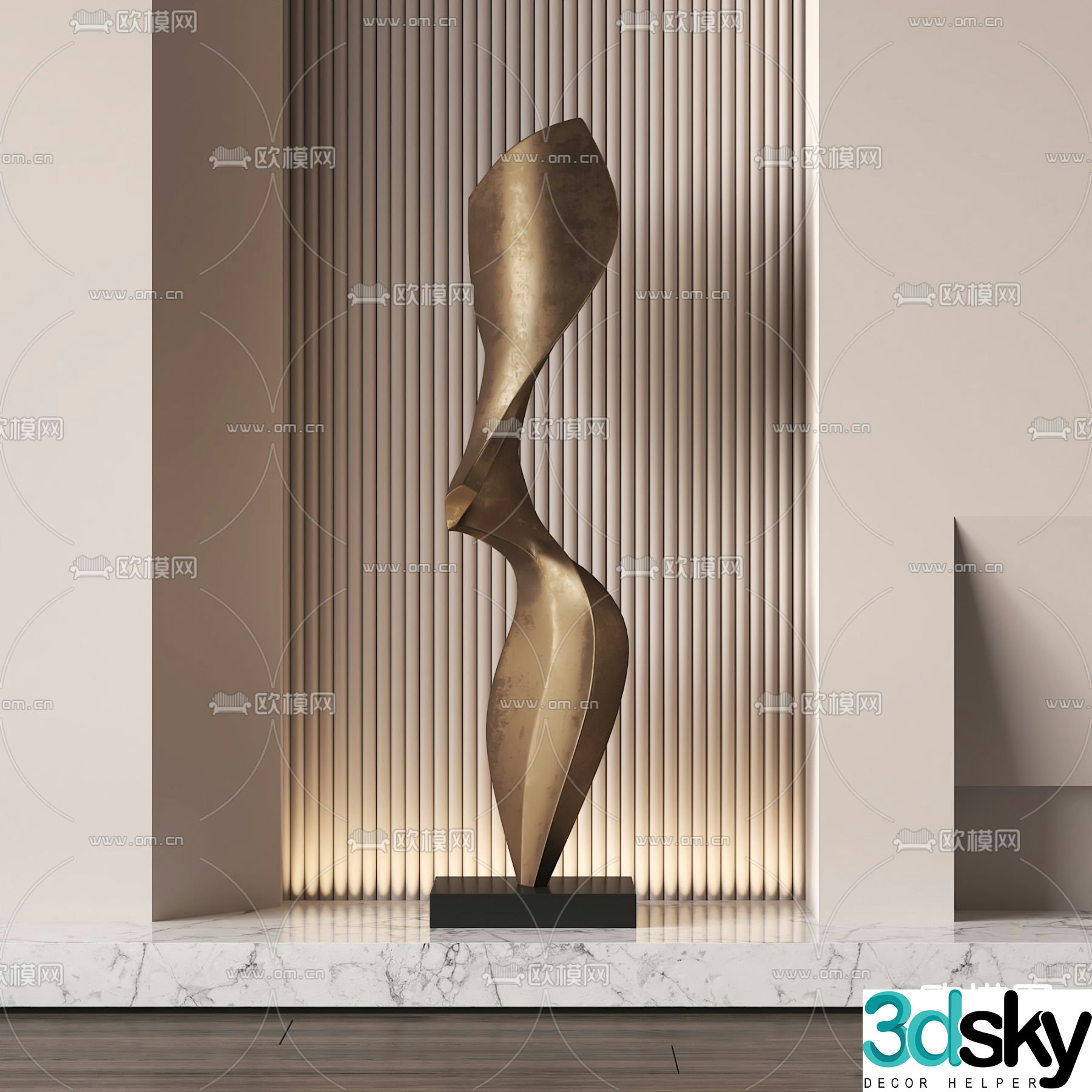 Abstract sculpture metal ornament 3d model