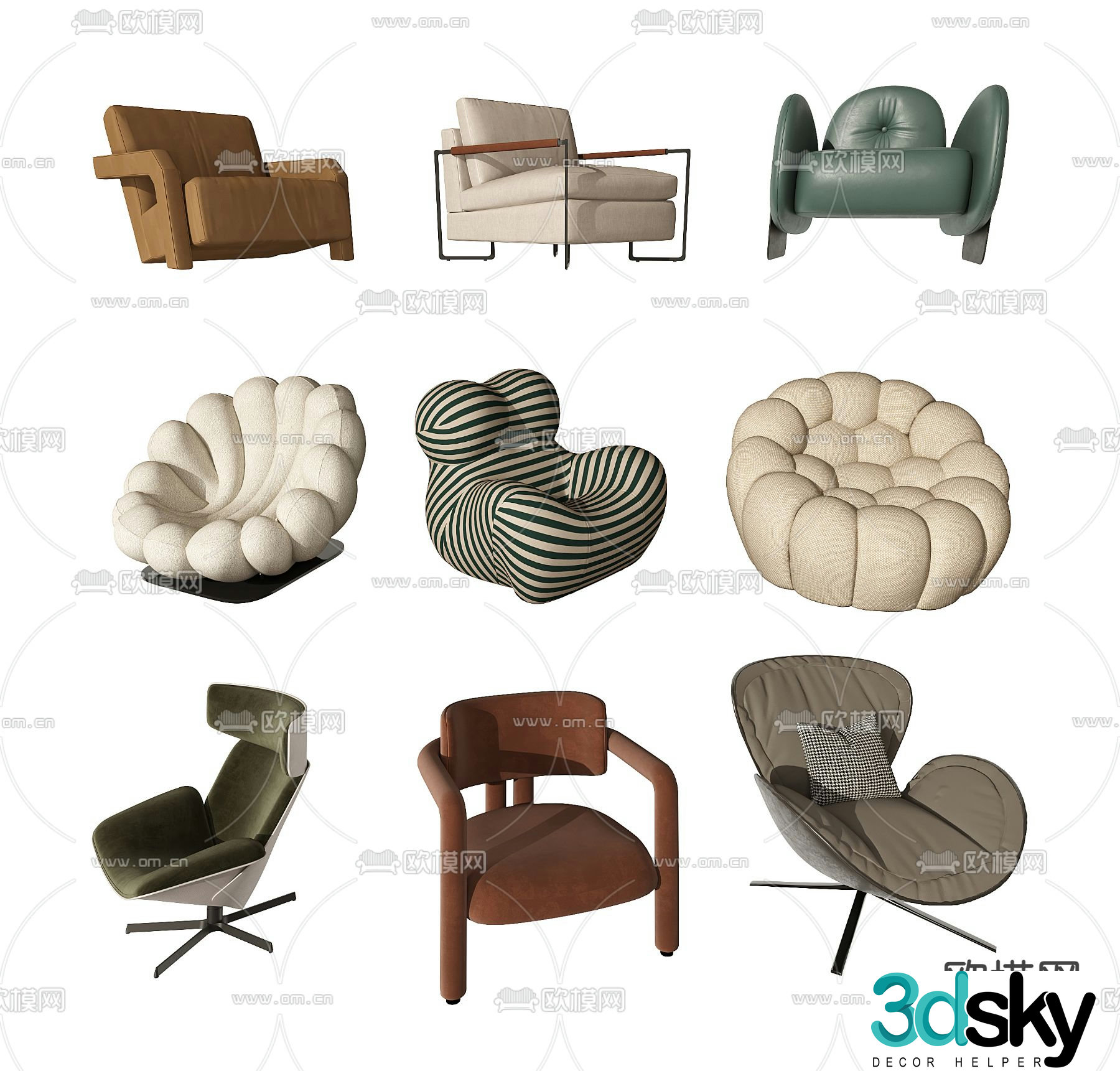 Wabi-sabi style sofa chair 3d model