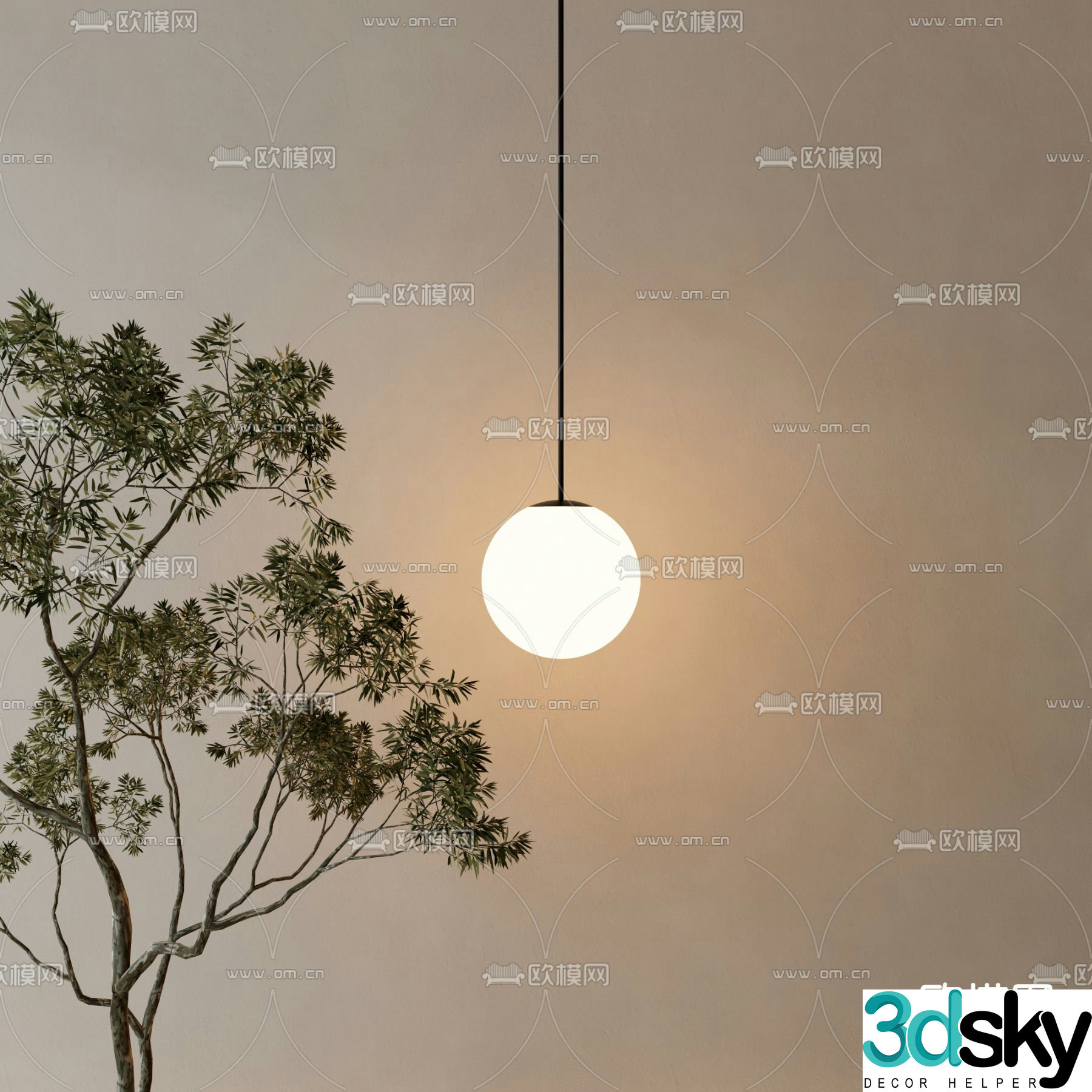 Minimalist chandelier small chandelier at the bedside 3D model