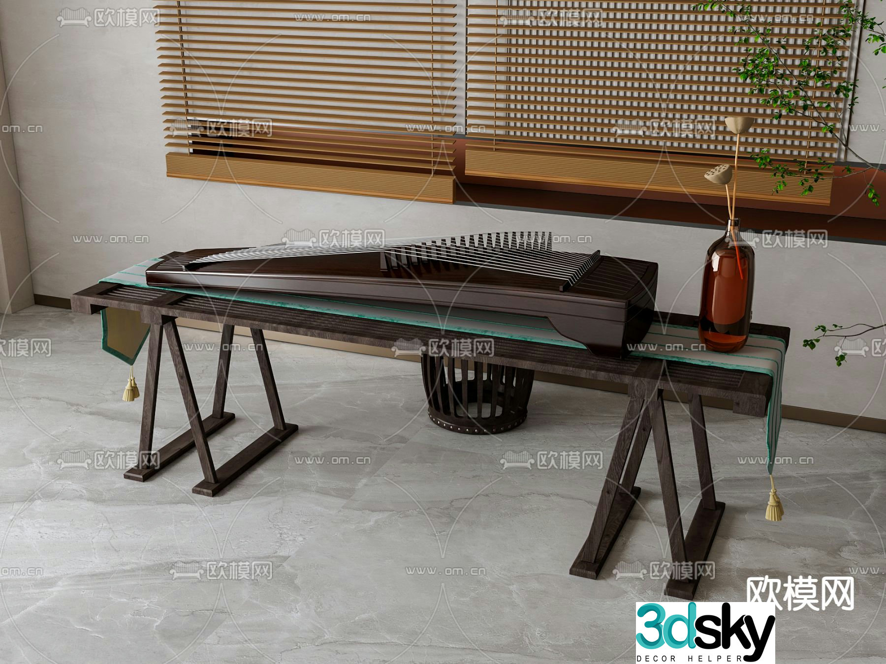New Chinese guzheng 3d model