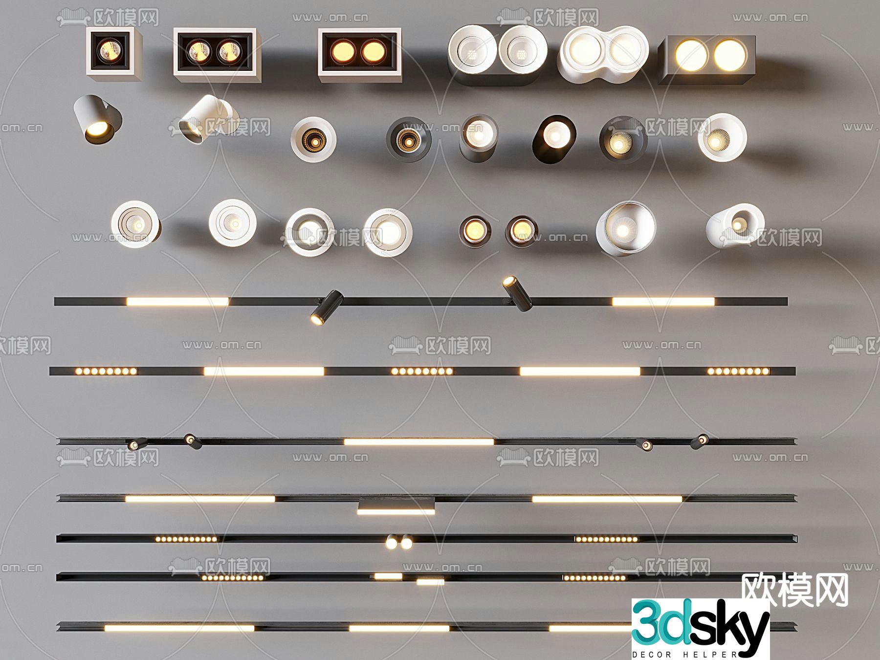 Modern downlight spotlight magnetic track light 3d model