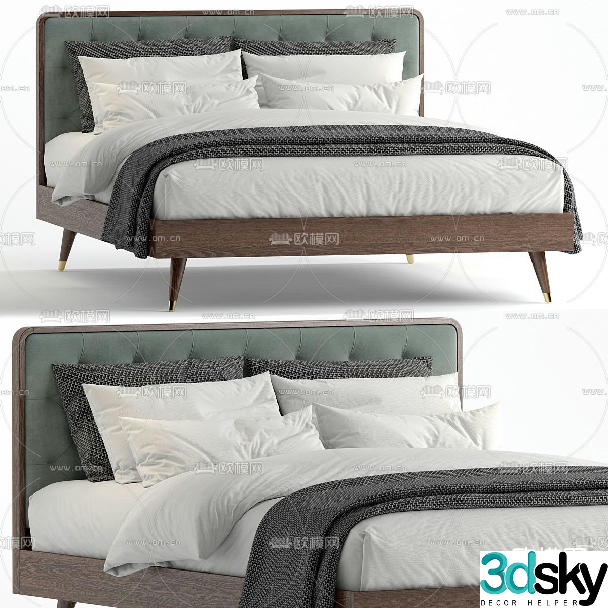 Modern double bed 3d model