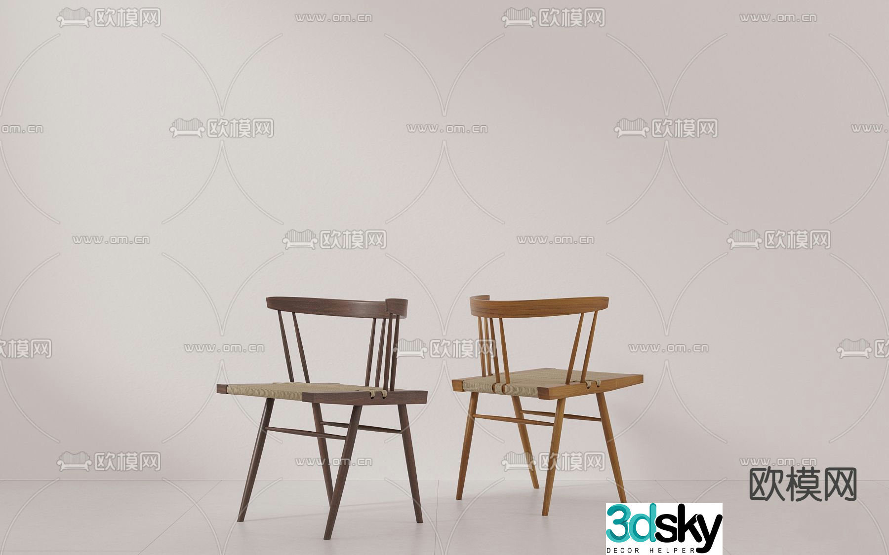 Nordic chair dining chair 3d model