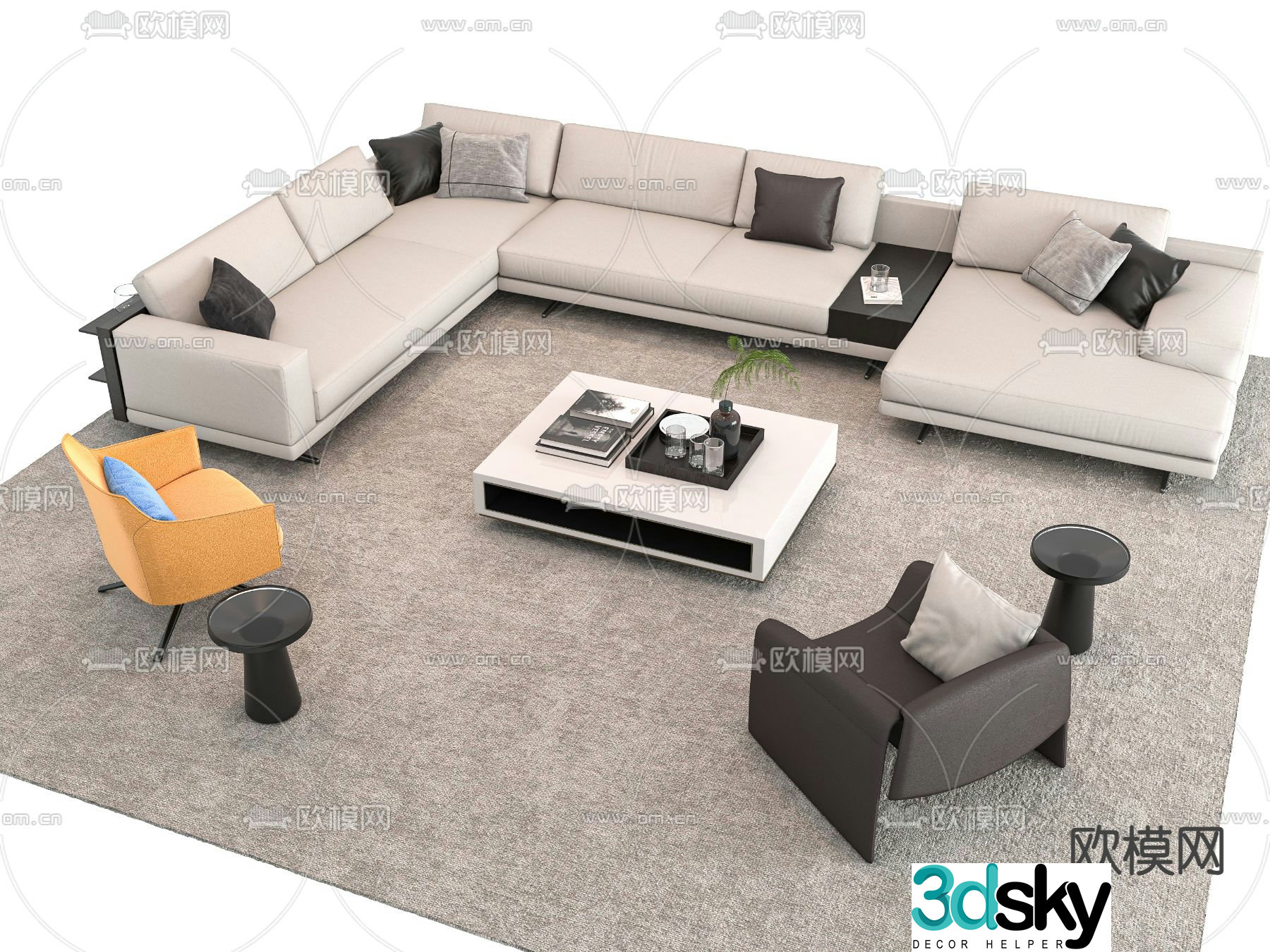 Corner sofa modular sofa 3d model