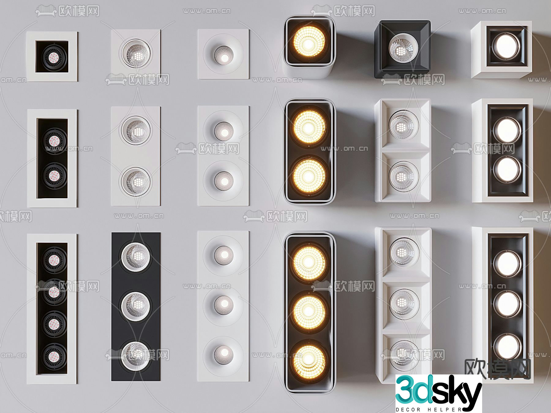 Surface mounted downlight spotlight grille lamp bull eye lamp 3d model