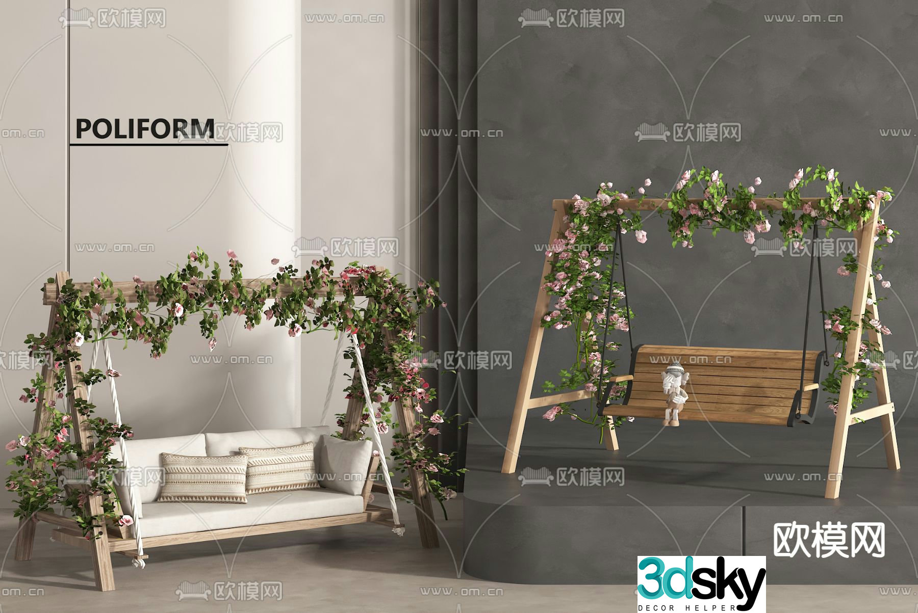 Outdoor swing chair hanging chair outdoor rocking chair 3d model