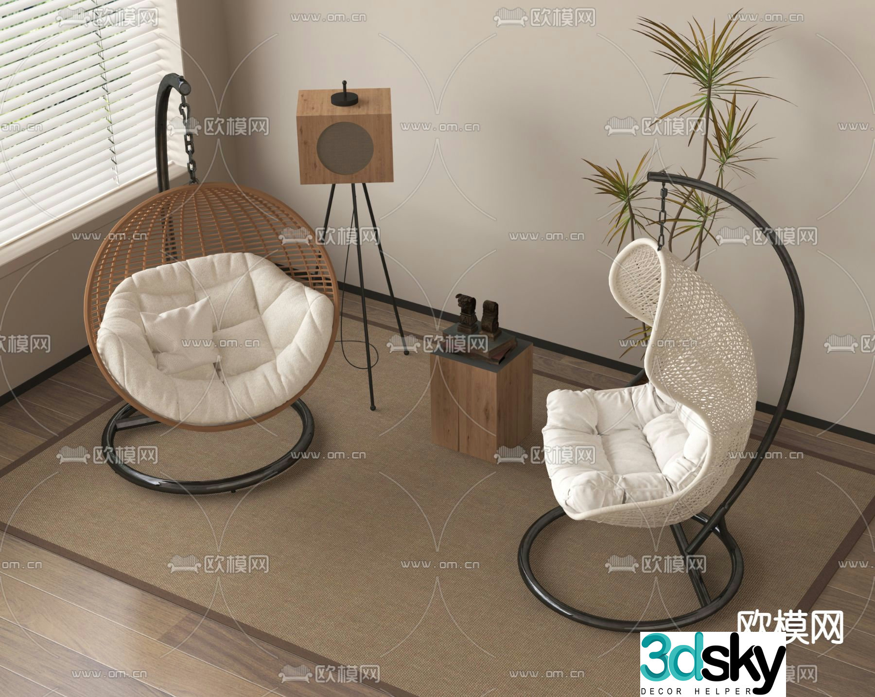 Hanging chair lazy hanging chair swing chair rocking chair 3d model