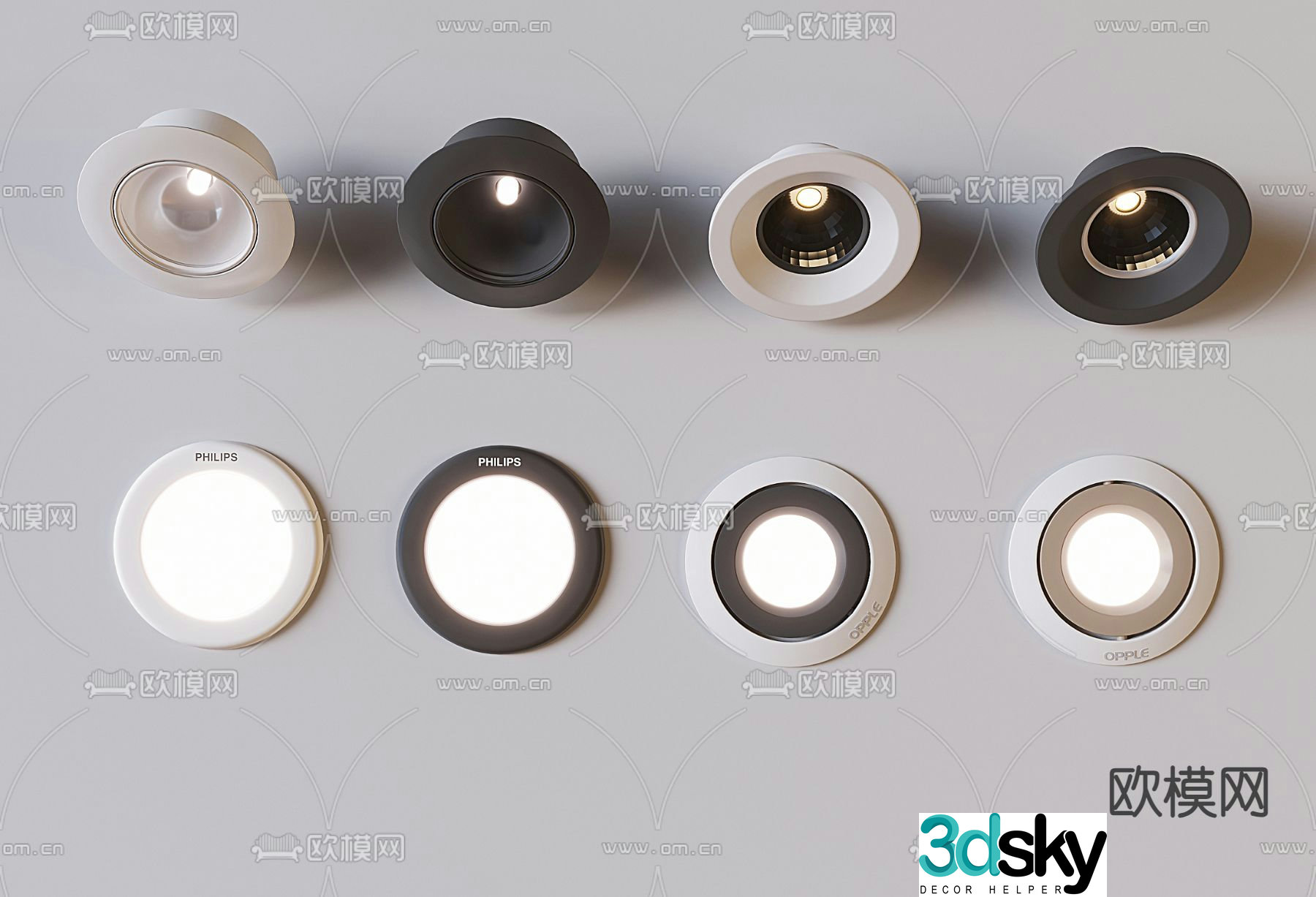 Surface-mounted downlight recessed spotlight magnetic light 3D model
