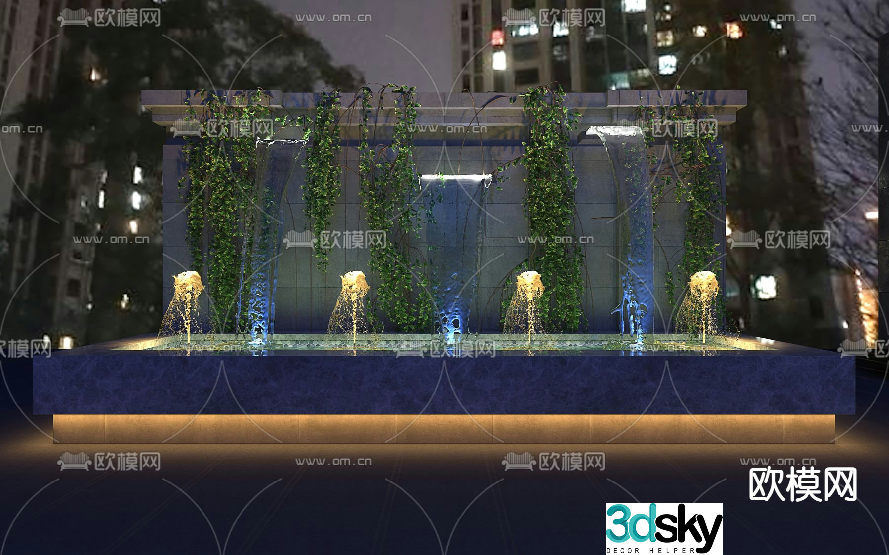 Community fountain waterscape sketch 3D model