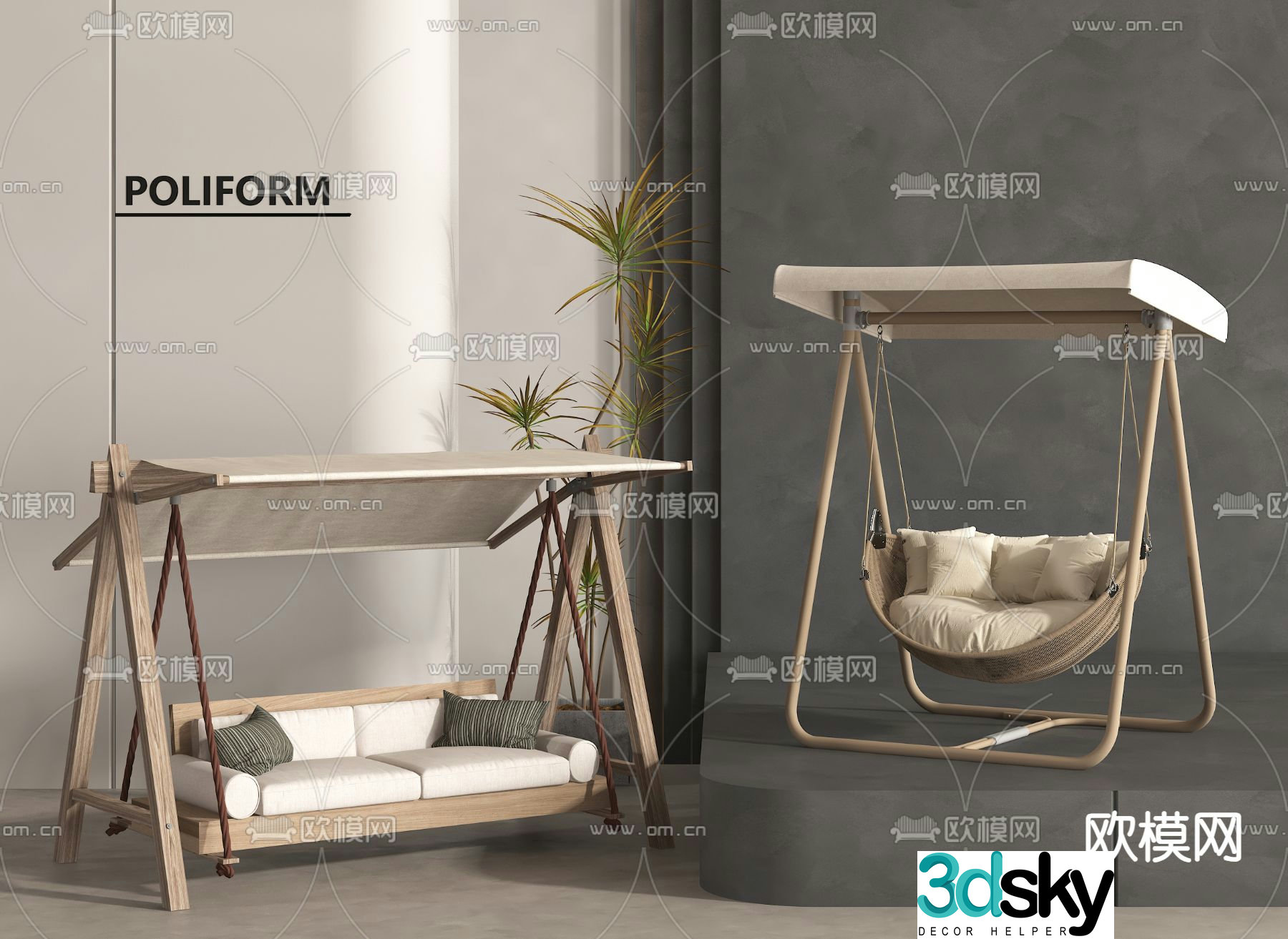 Outdoor swing chair hanging chair outdoor rocking chair 3d model