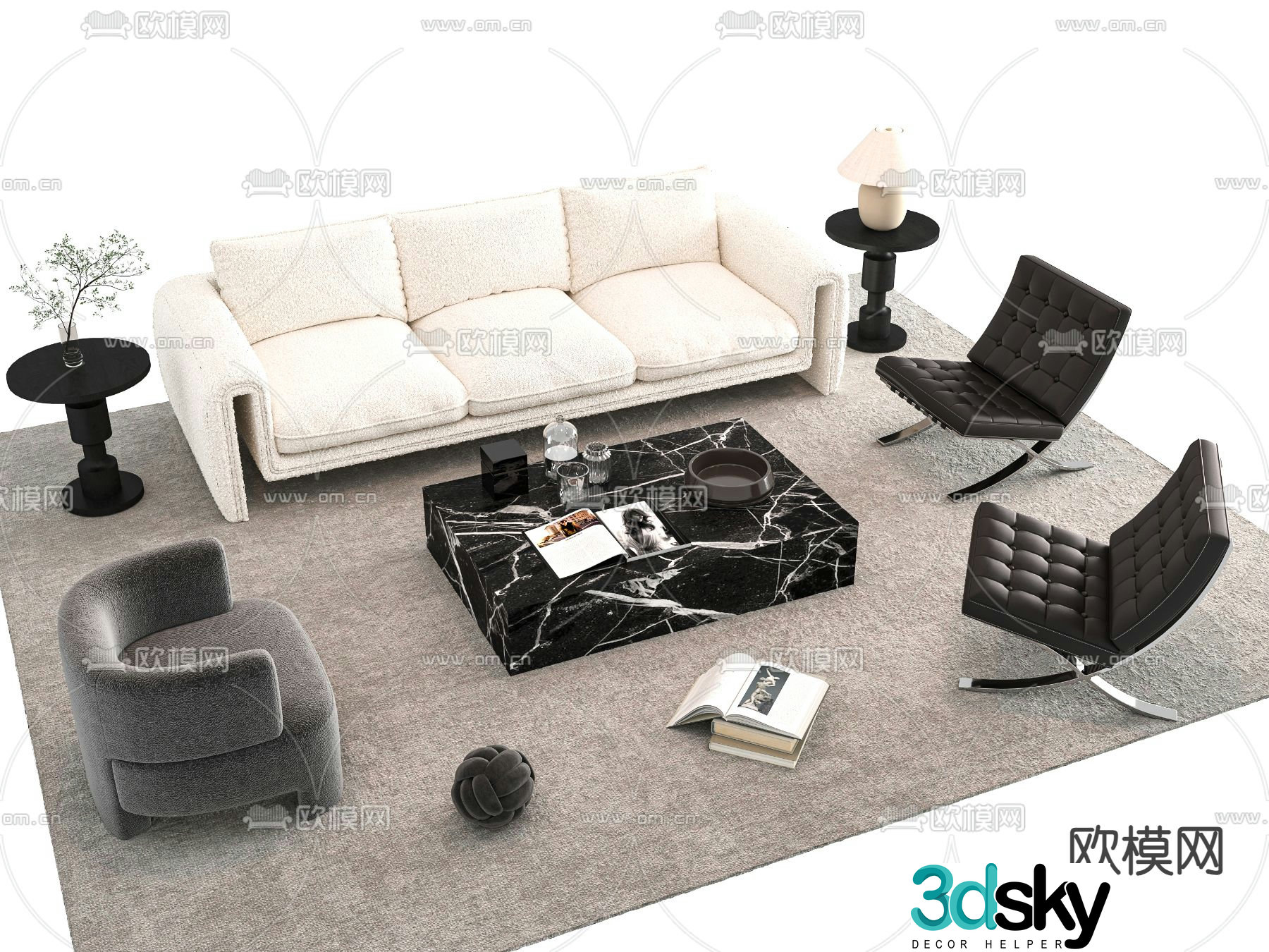 Modern sofa coffee table 3d model