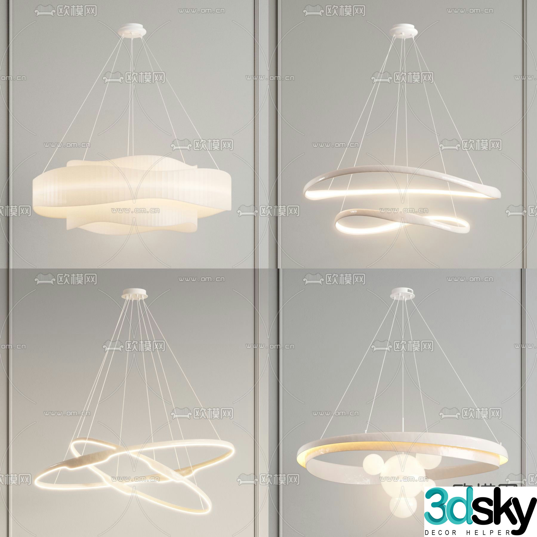 Cream style chandelier hall chandelier 3d model