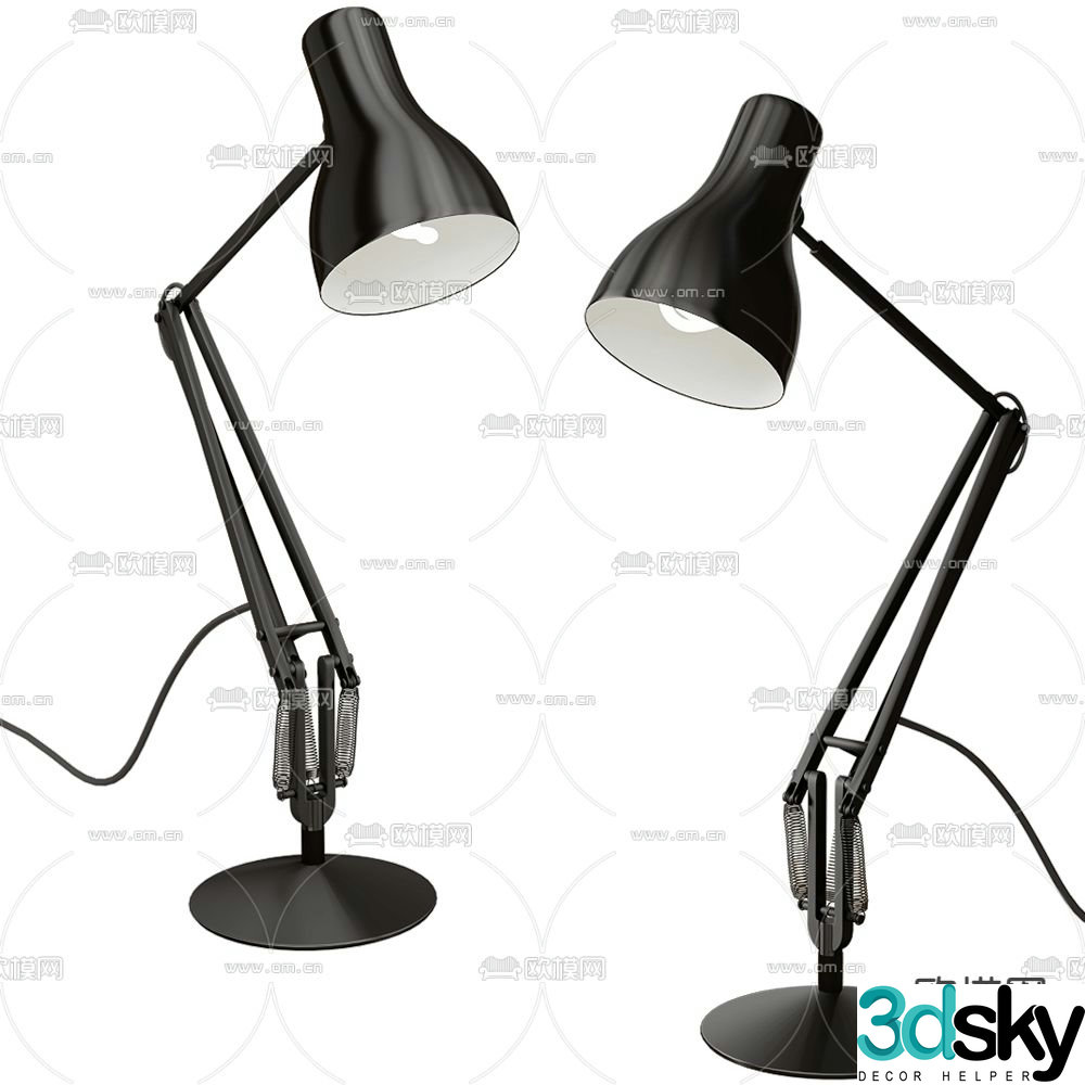 Paul modern black desk lamp 3d model