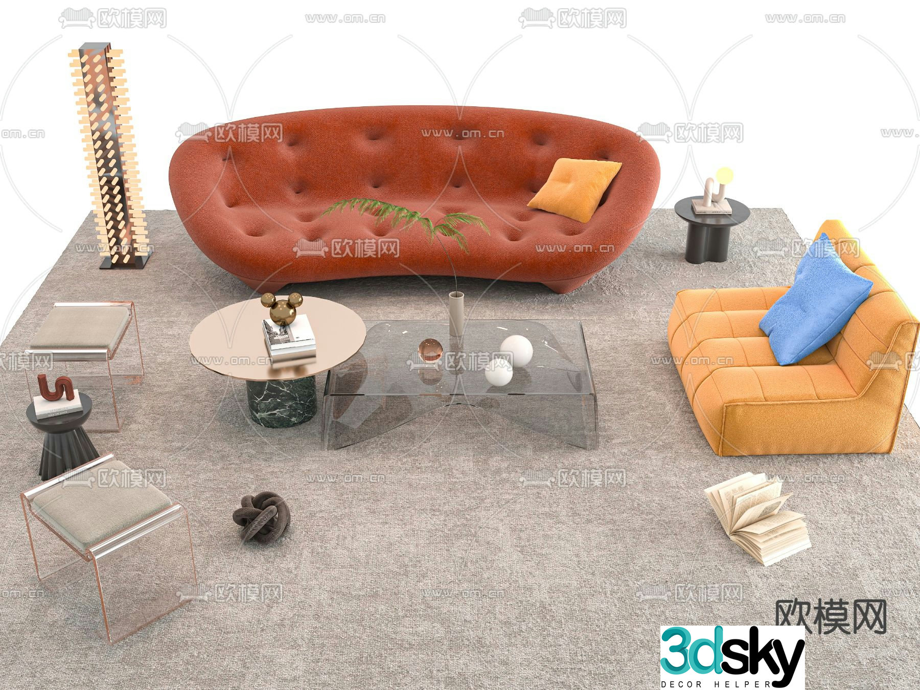 French sofa modular sofa 3d model