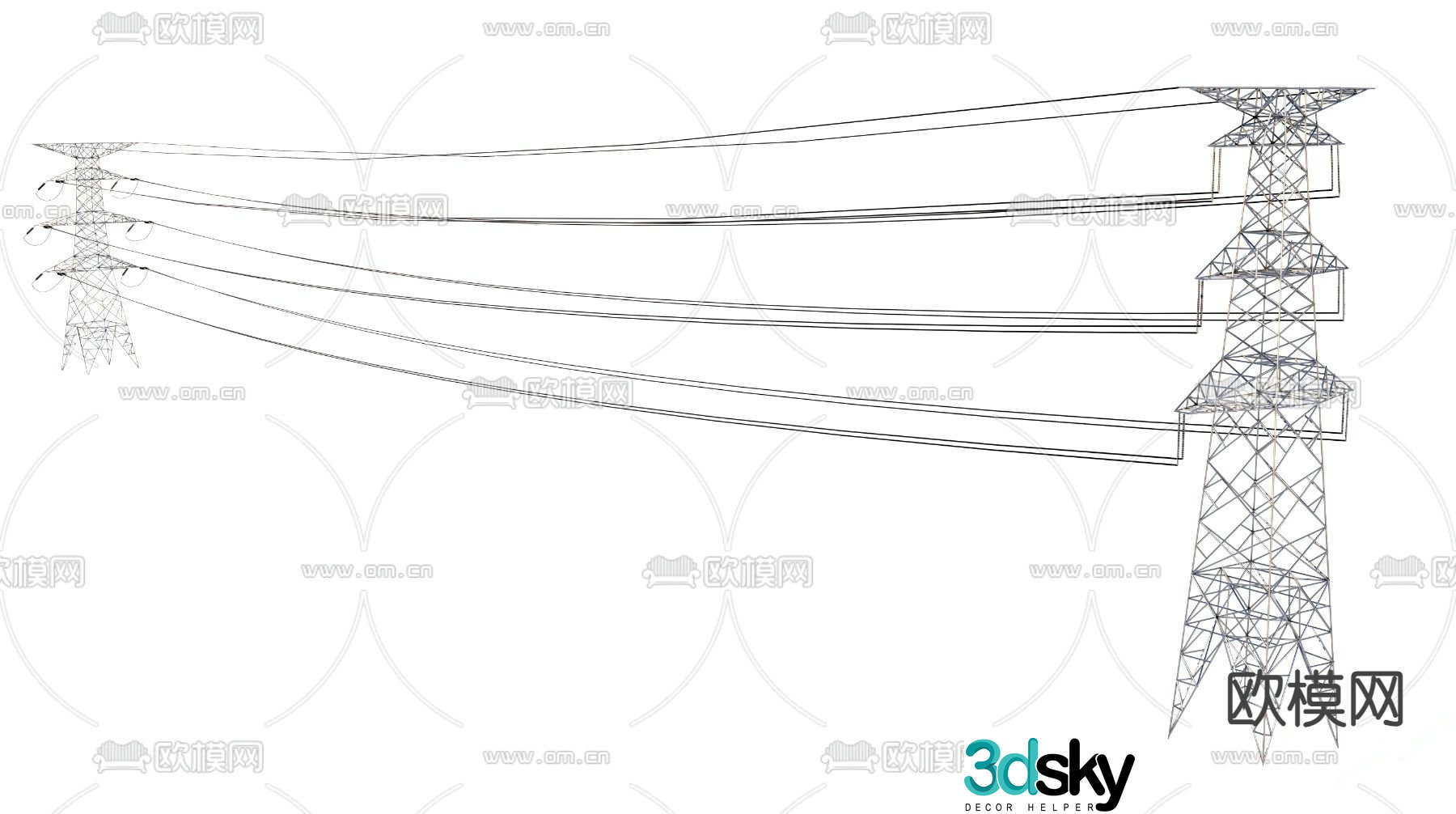 High voltage wire signal tower 3d model