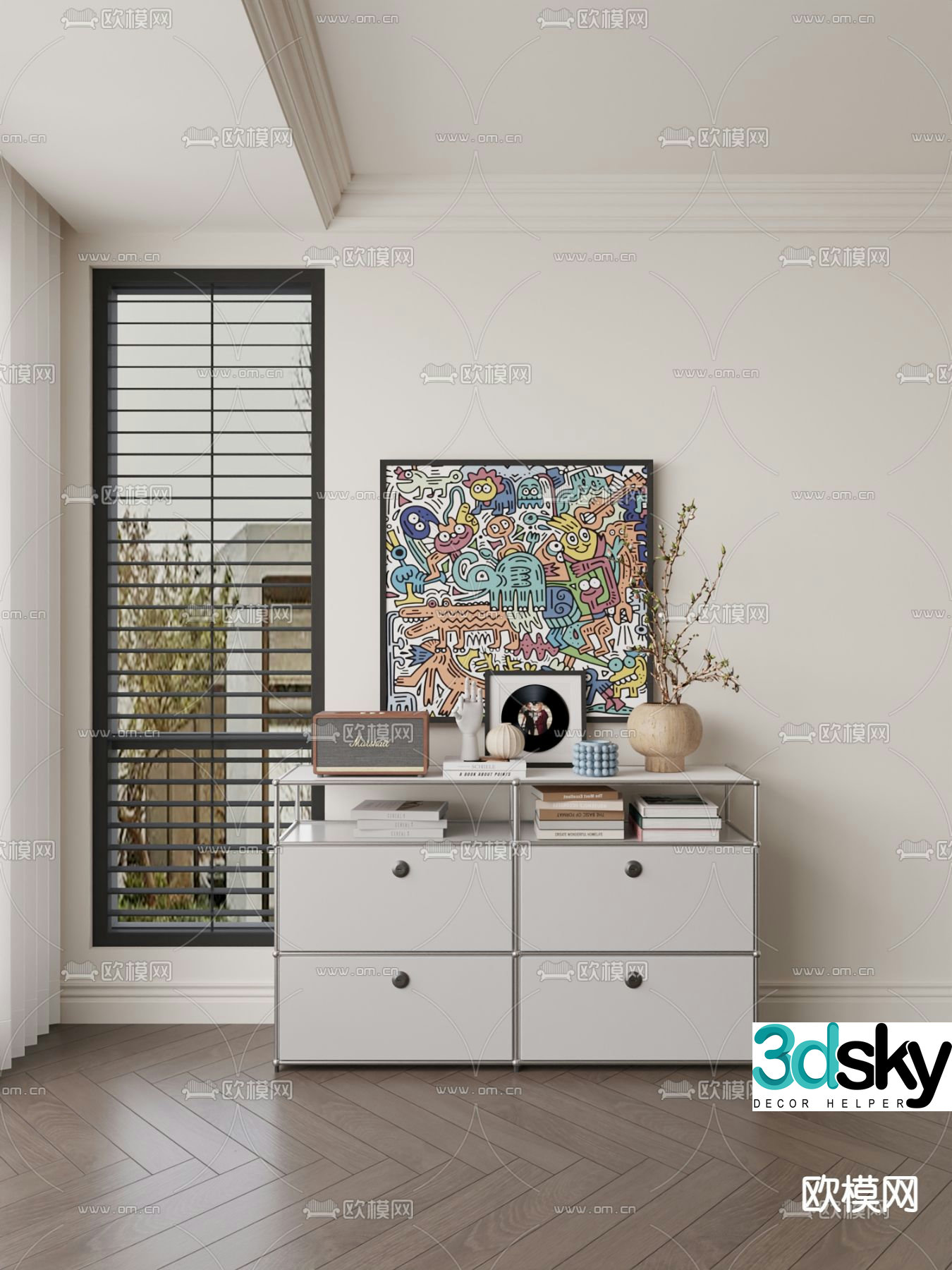 Modern chest of drawers side cabinet 3d model