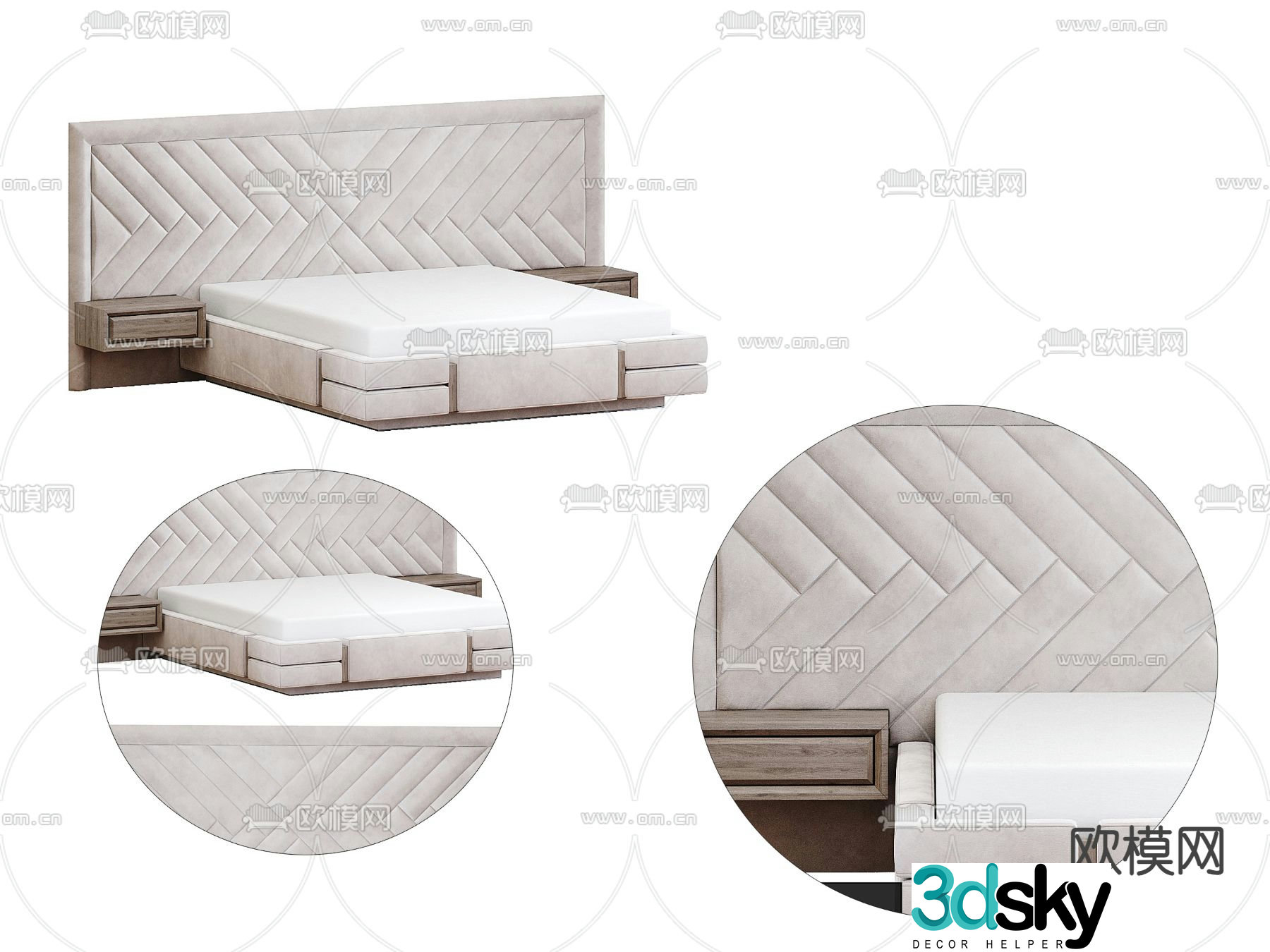 Modern double bed 3d model