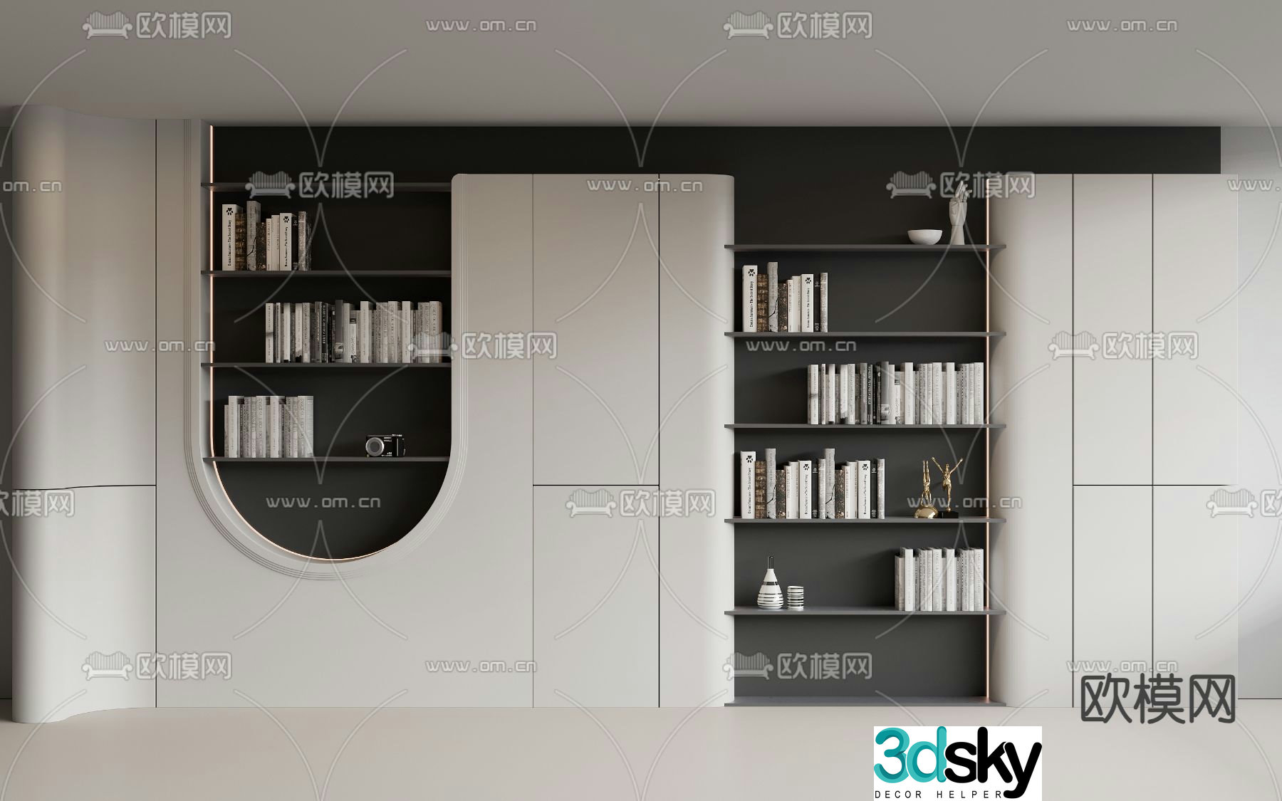 Solid wood bookcase decorative cabinet 3d model