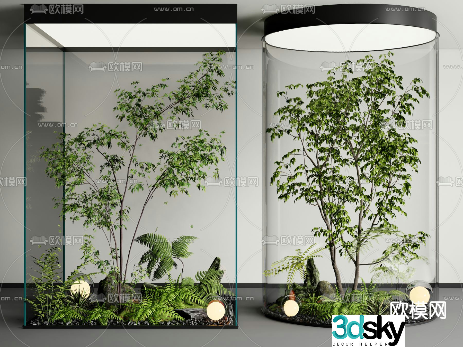 Indoor plant landscaping courtyard sketch 3d model