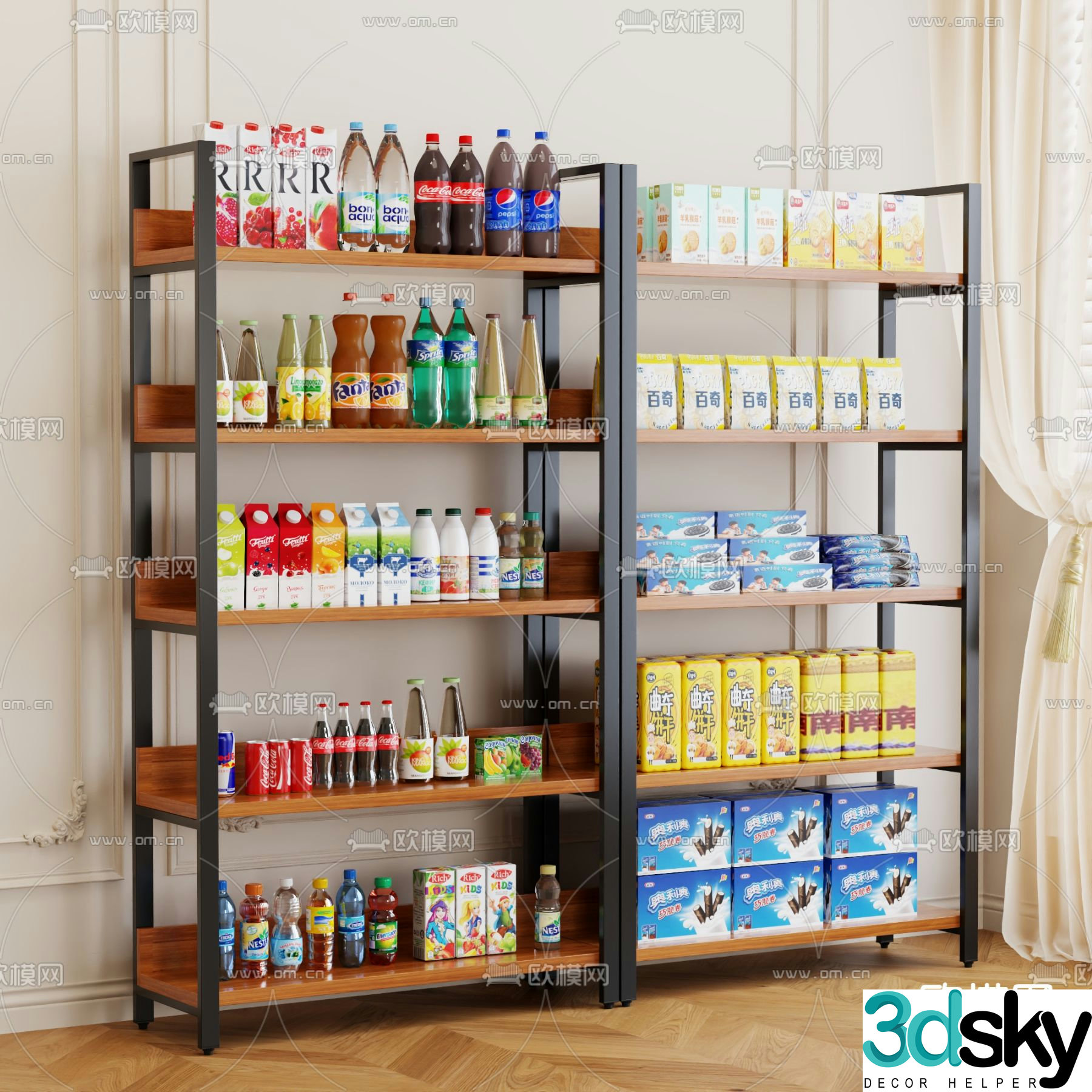 Nordic store rack snack rack 3d model