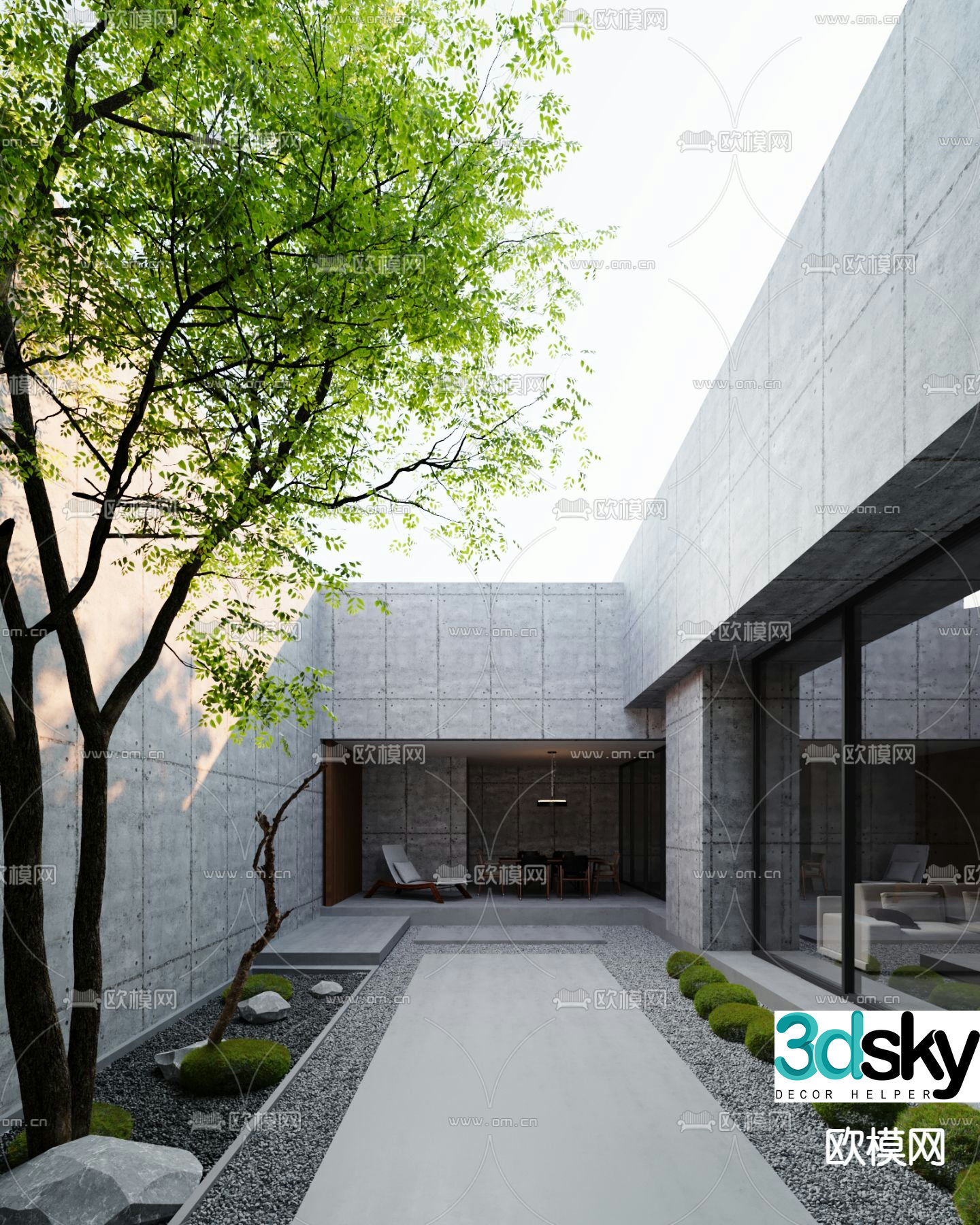 Villa courtyard patio garden 3d model