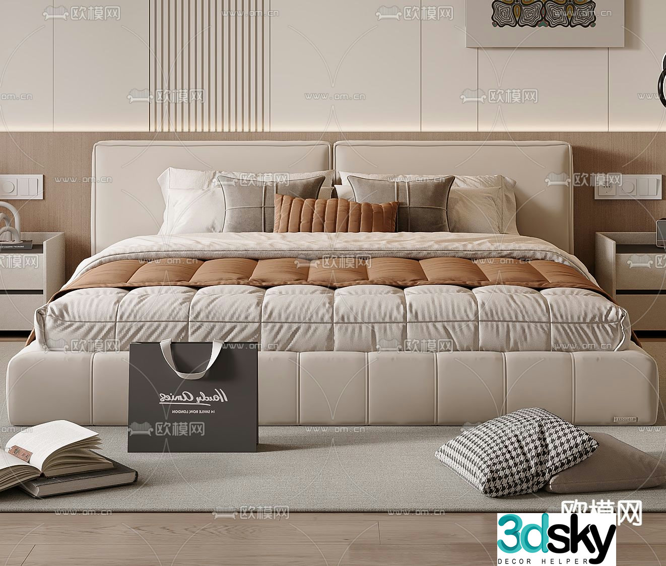 Modern double bed 3d model