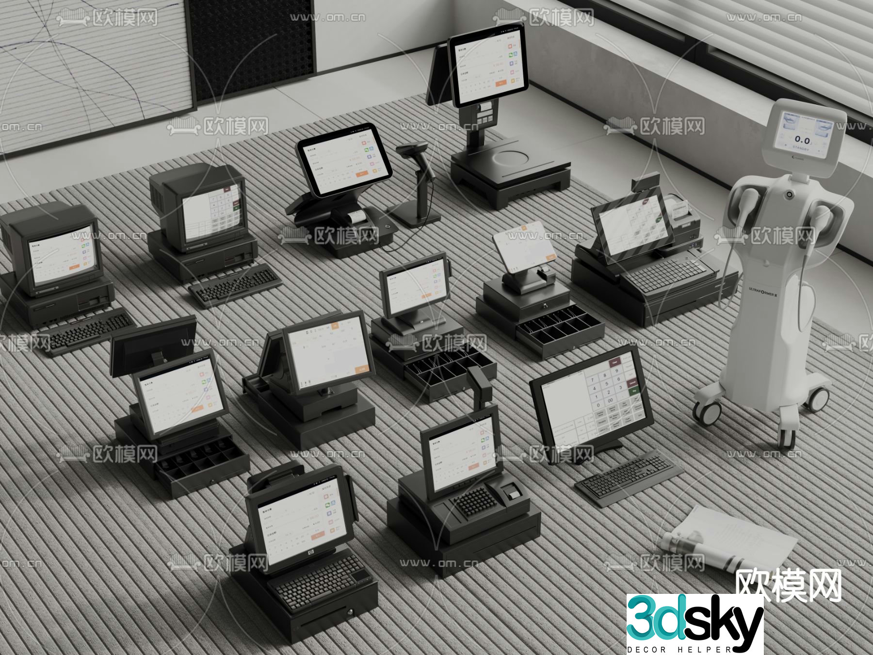 Cash register cashier scanner 3d model