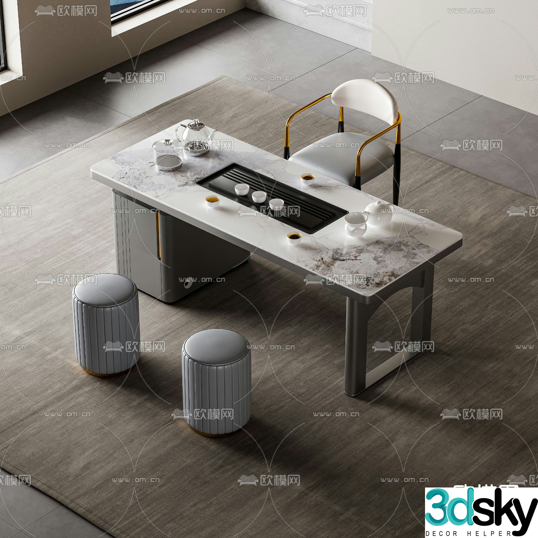 Modern tea table tea table 3d model