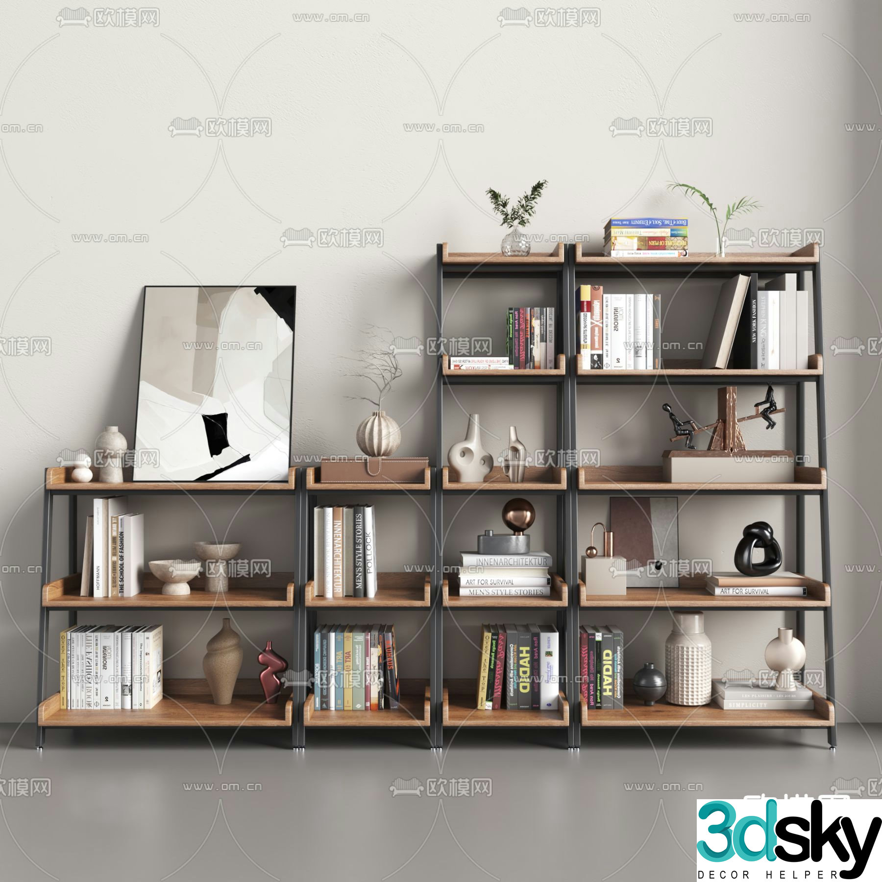 Nordic bookshelf shelf 3D model