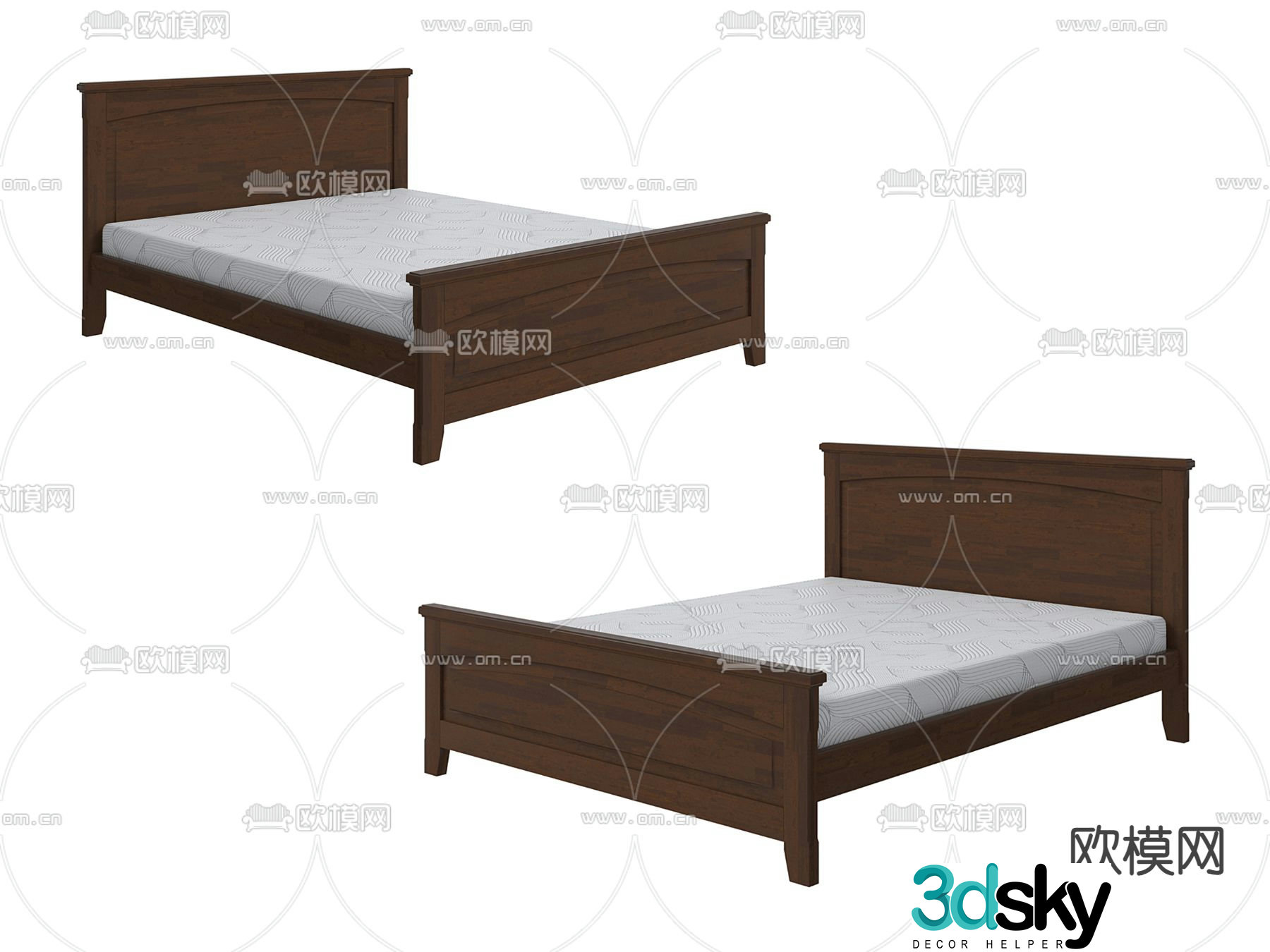Wabi-sabi double bed 3d model