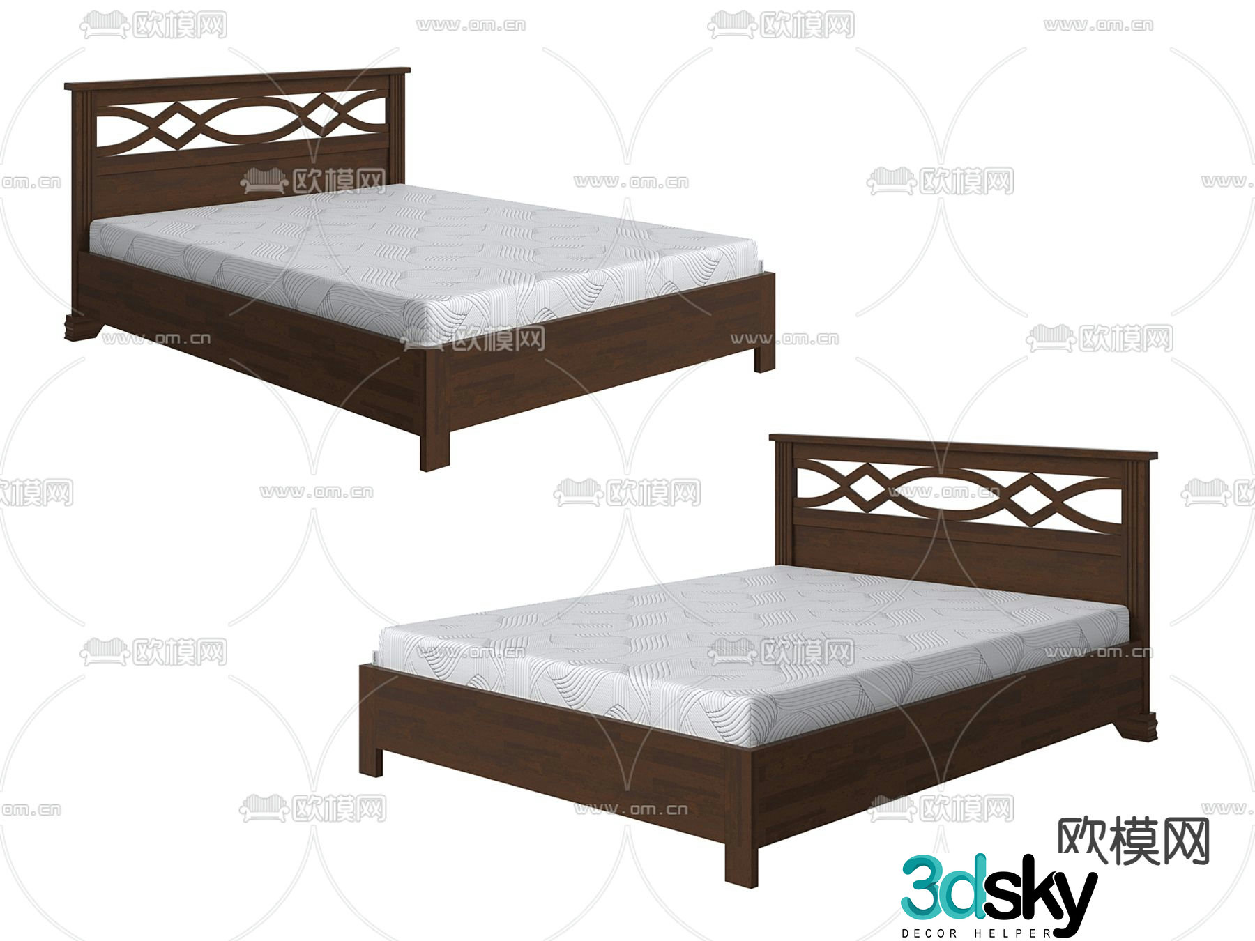 Wabi-sabi double bed 3d model