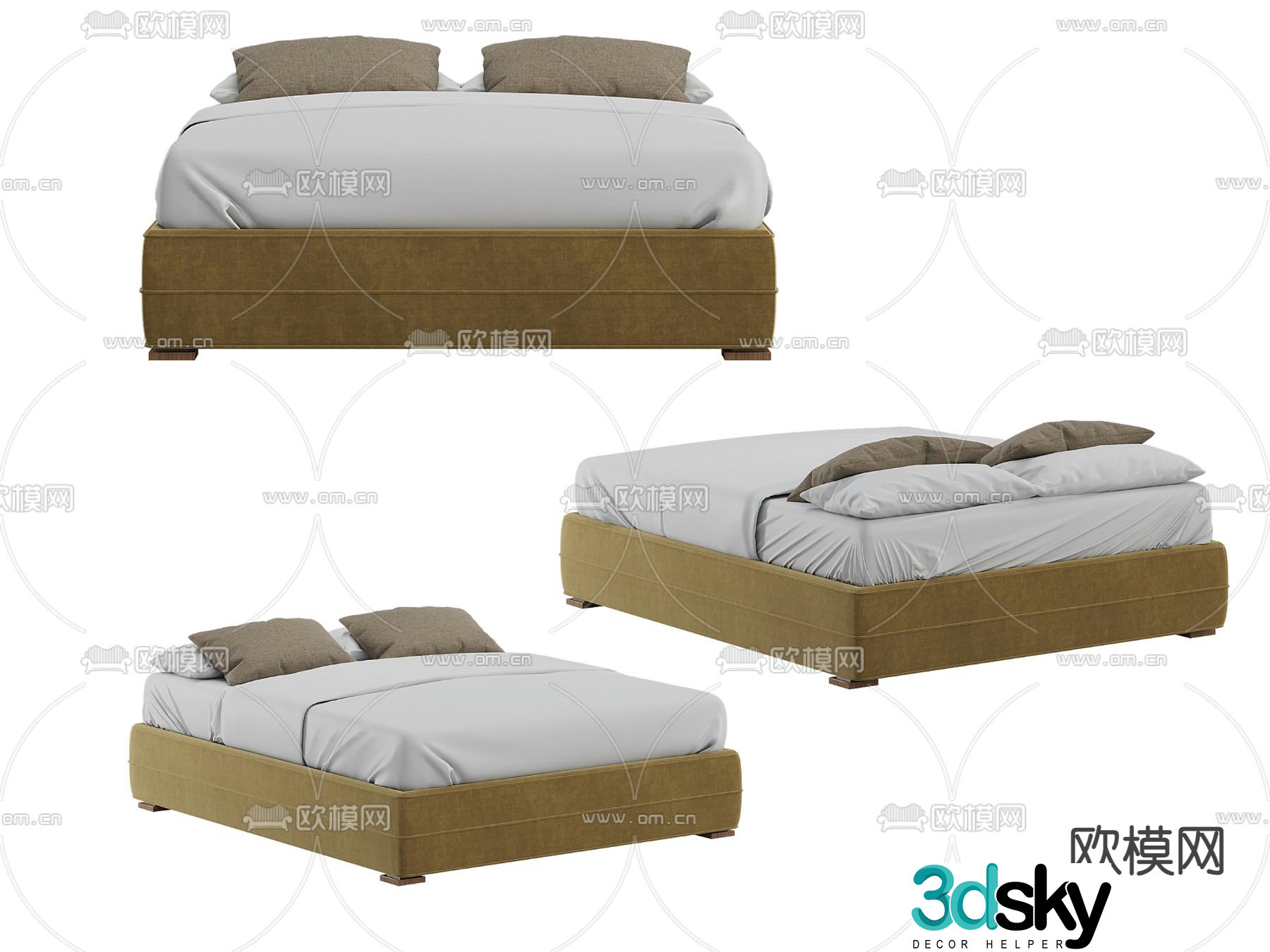 Modern double bed 3d model