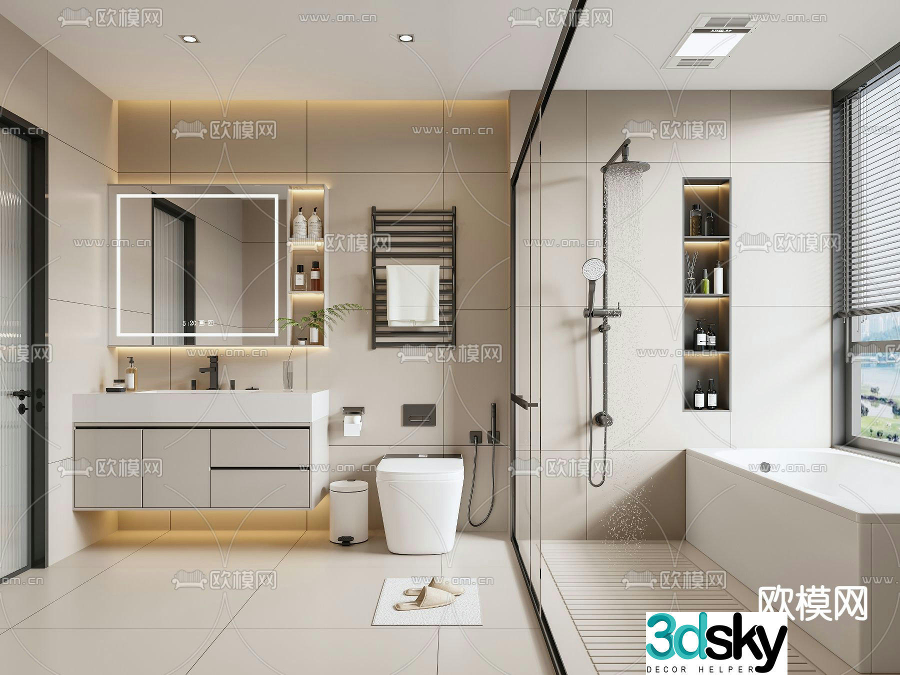Modern bathroom toilet toilet 3d model