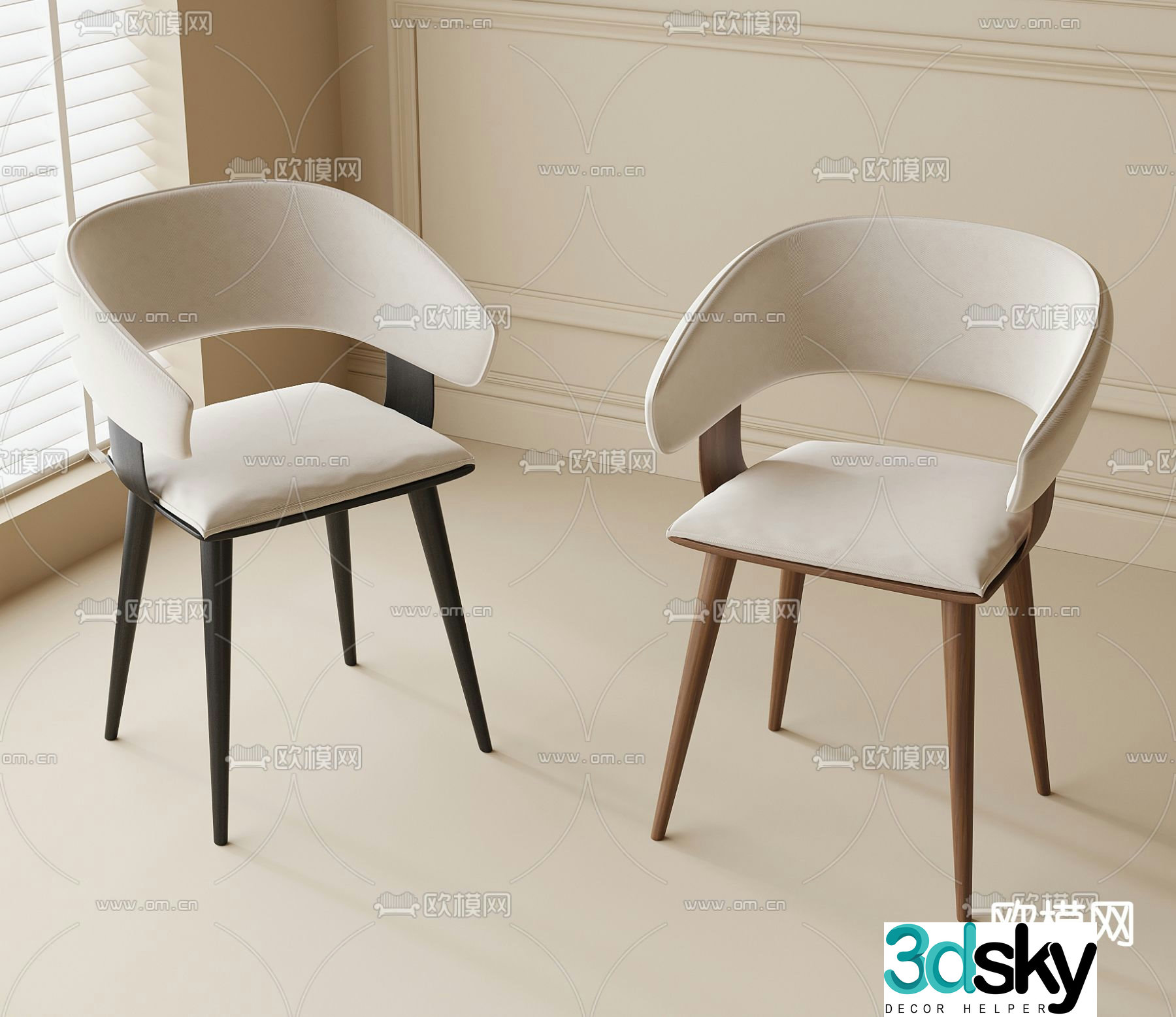 Modern dining chair single chair 3d model