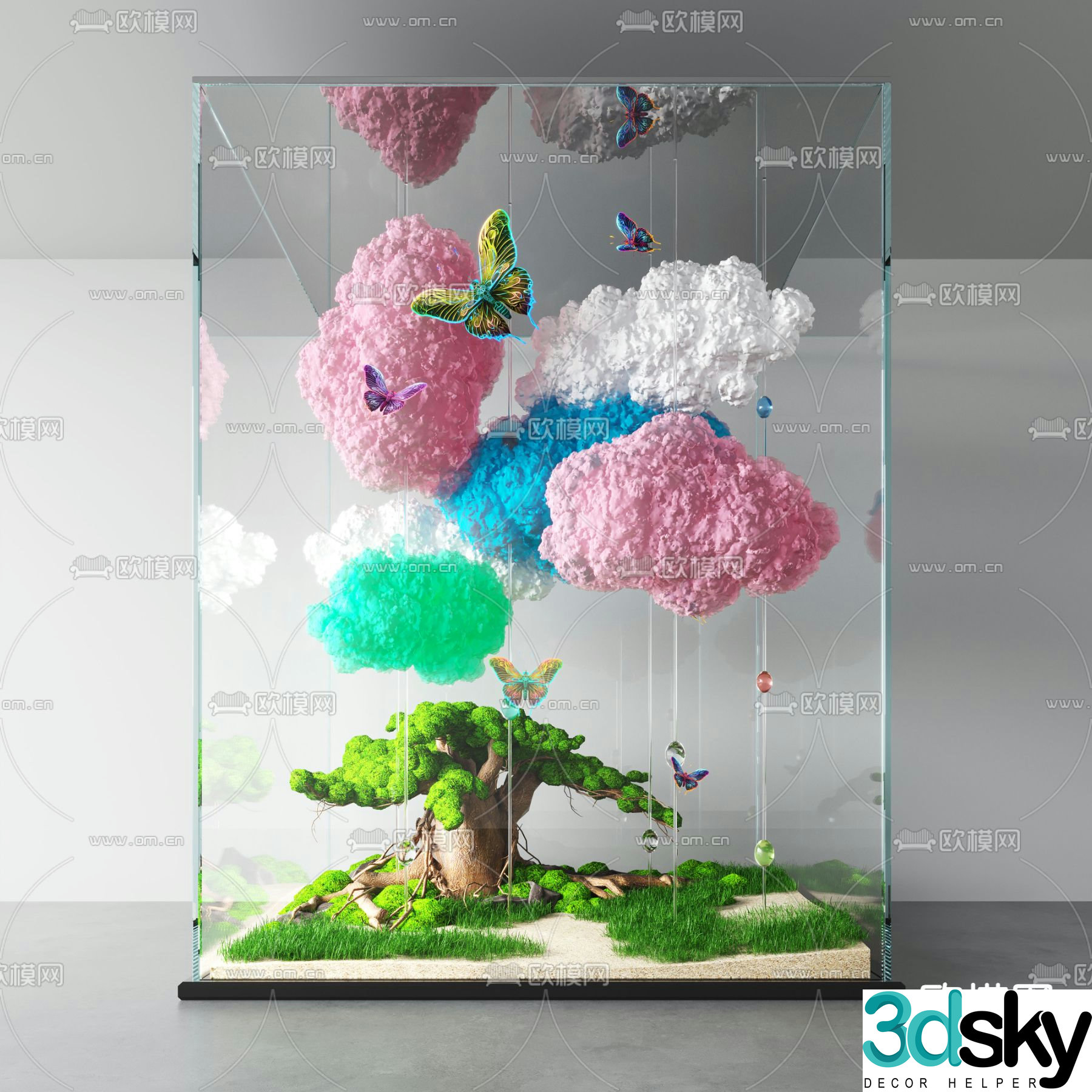 Indoor landscape plant landscaping hanging device 3d model