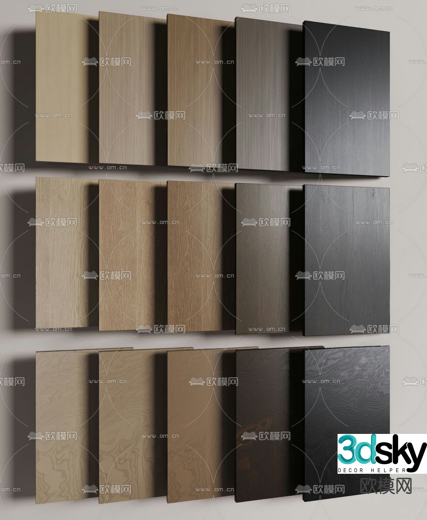 Wood board wainscoting wood veneer 3d model