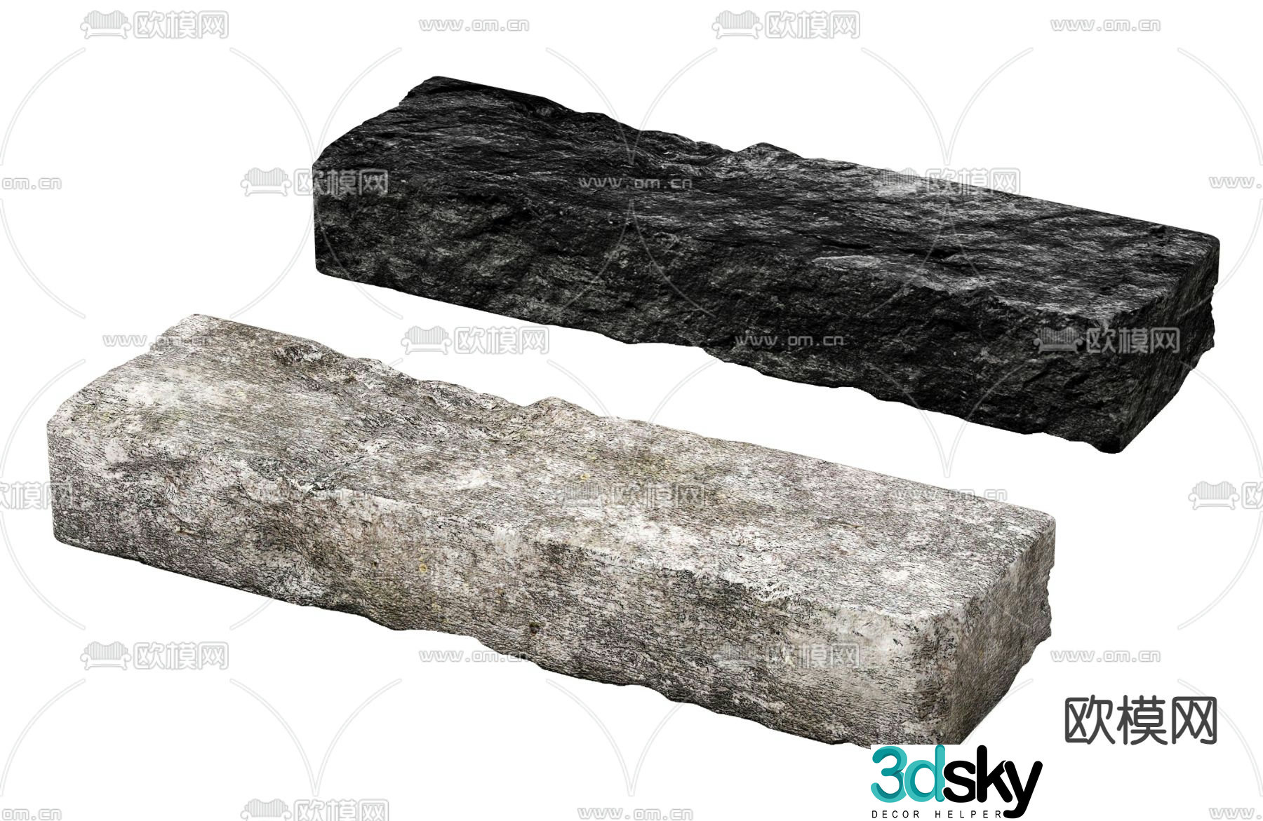 Landscape stone bench Zen stone bench 3D model