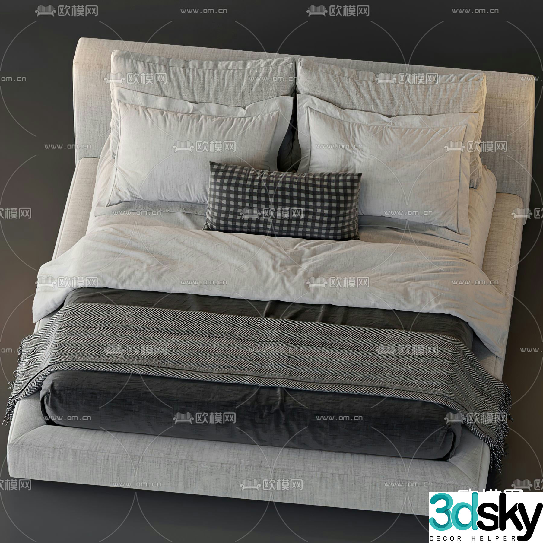 Modern double bed 3d model
