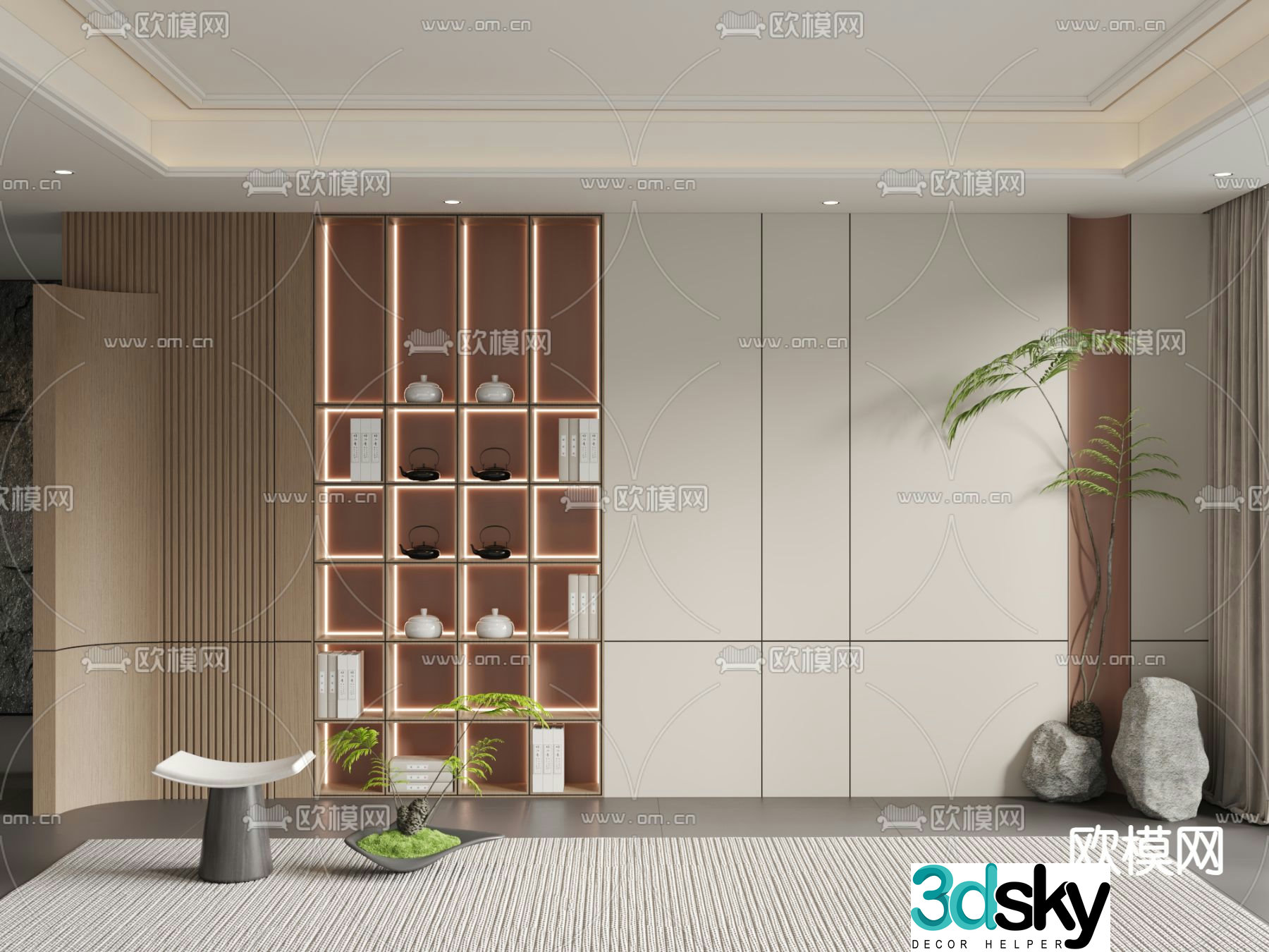 New Chinese style tea cabinet 3d model