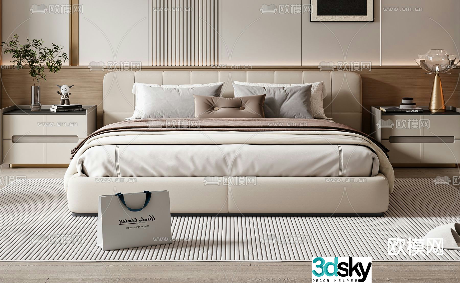 Modern double bed 3d model
